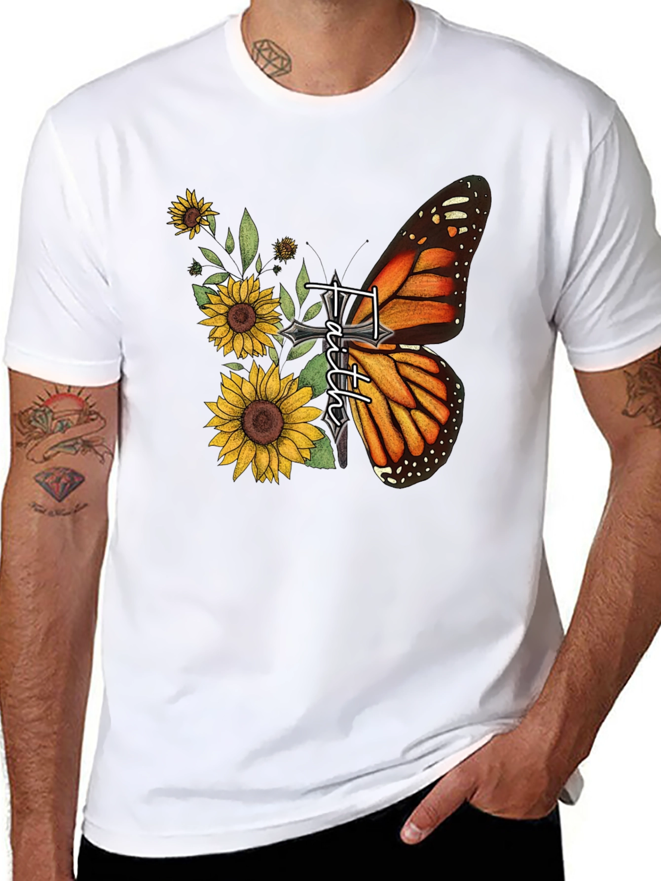 Faith Butterfly Sunflower Graphic Tee