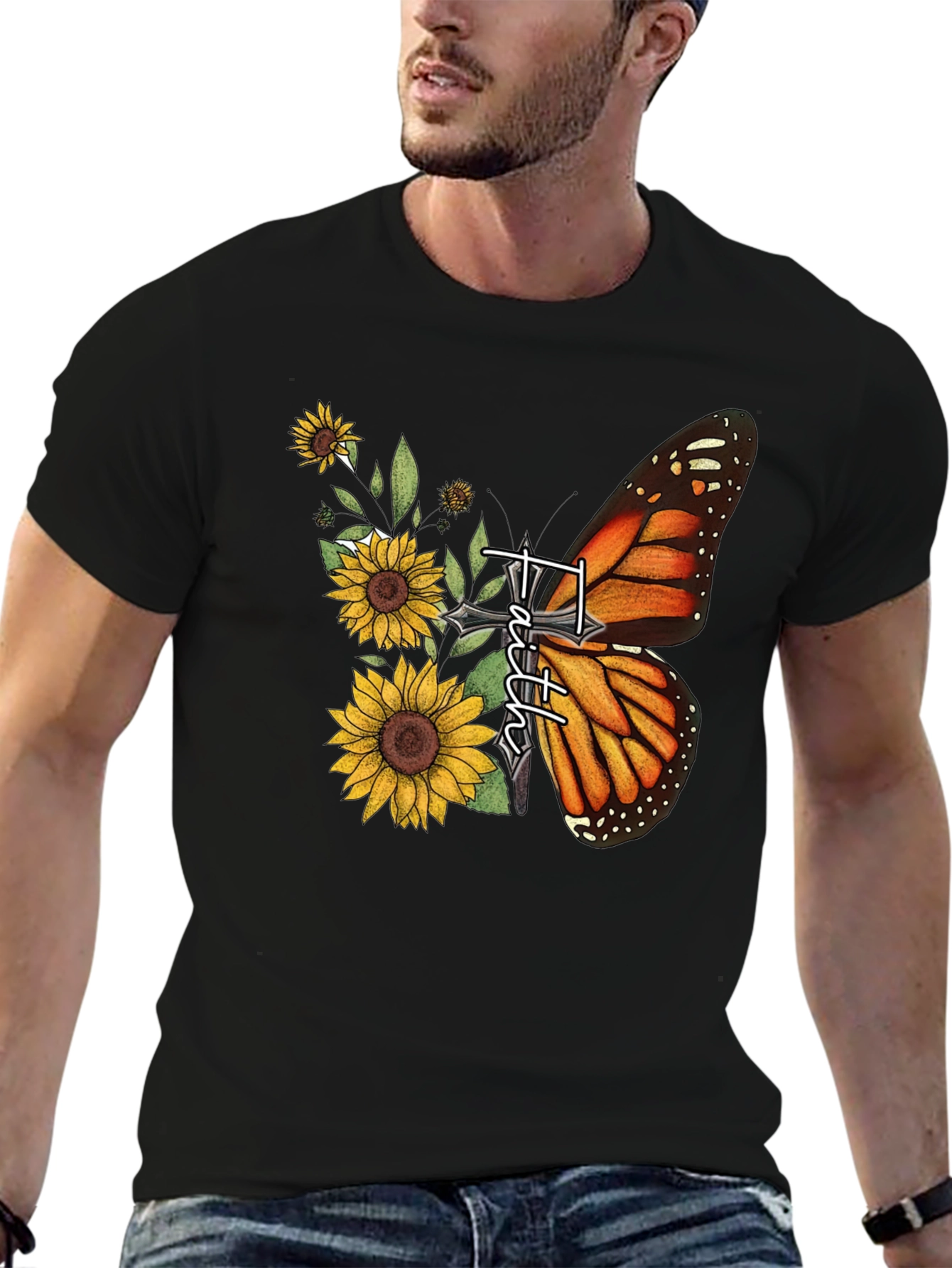 Faith Butterfly Sunflower Graphic Tee