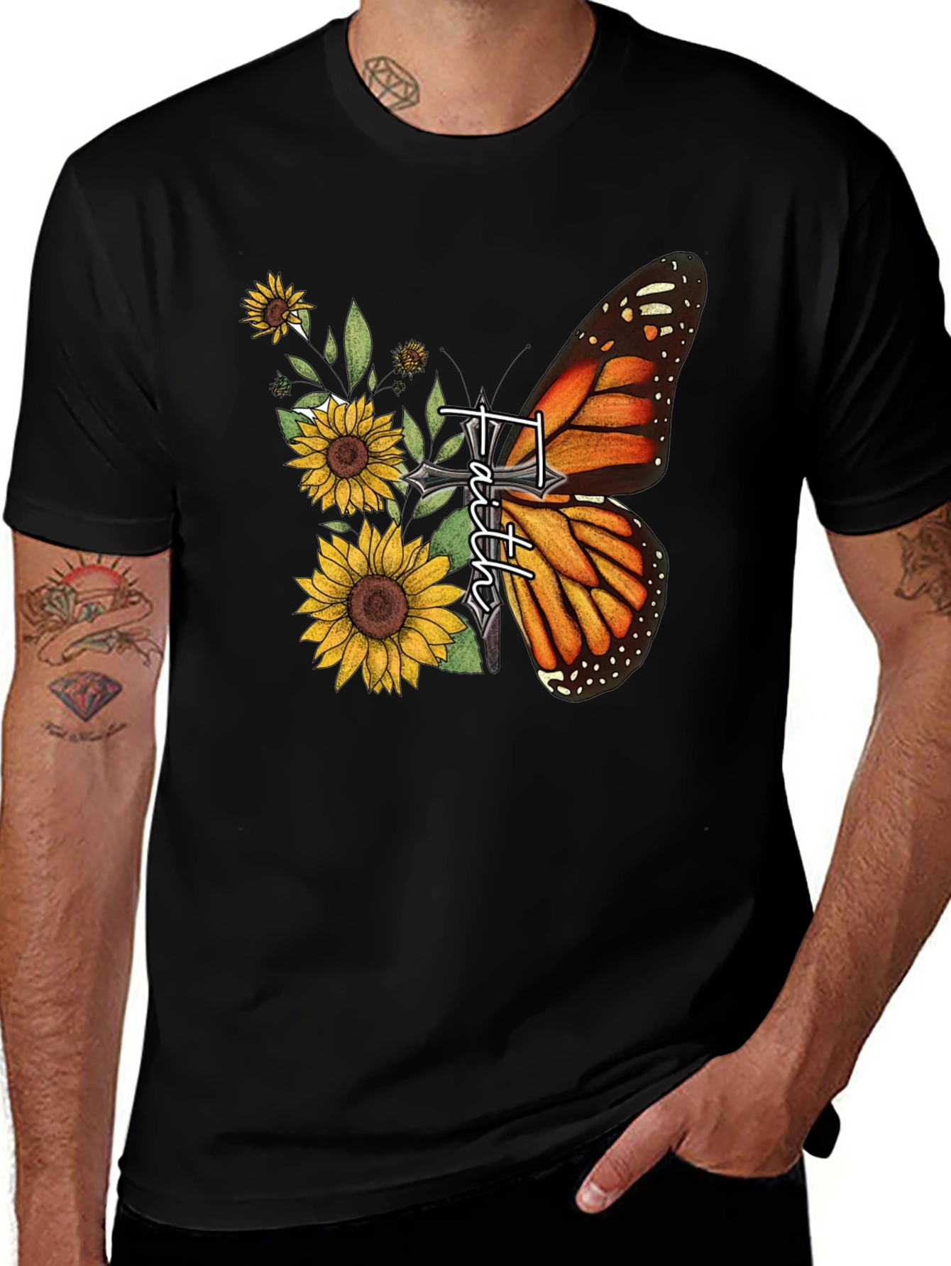 Faith Butterfly Sunflower Graphic Tee