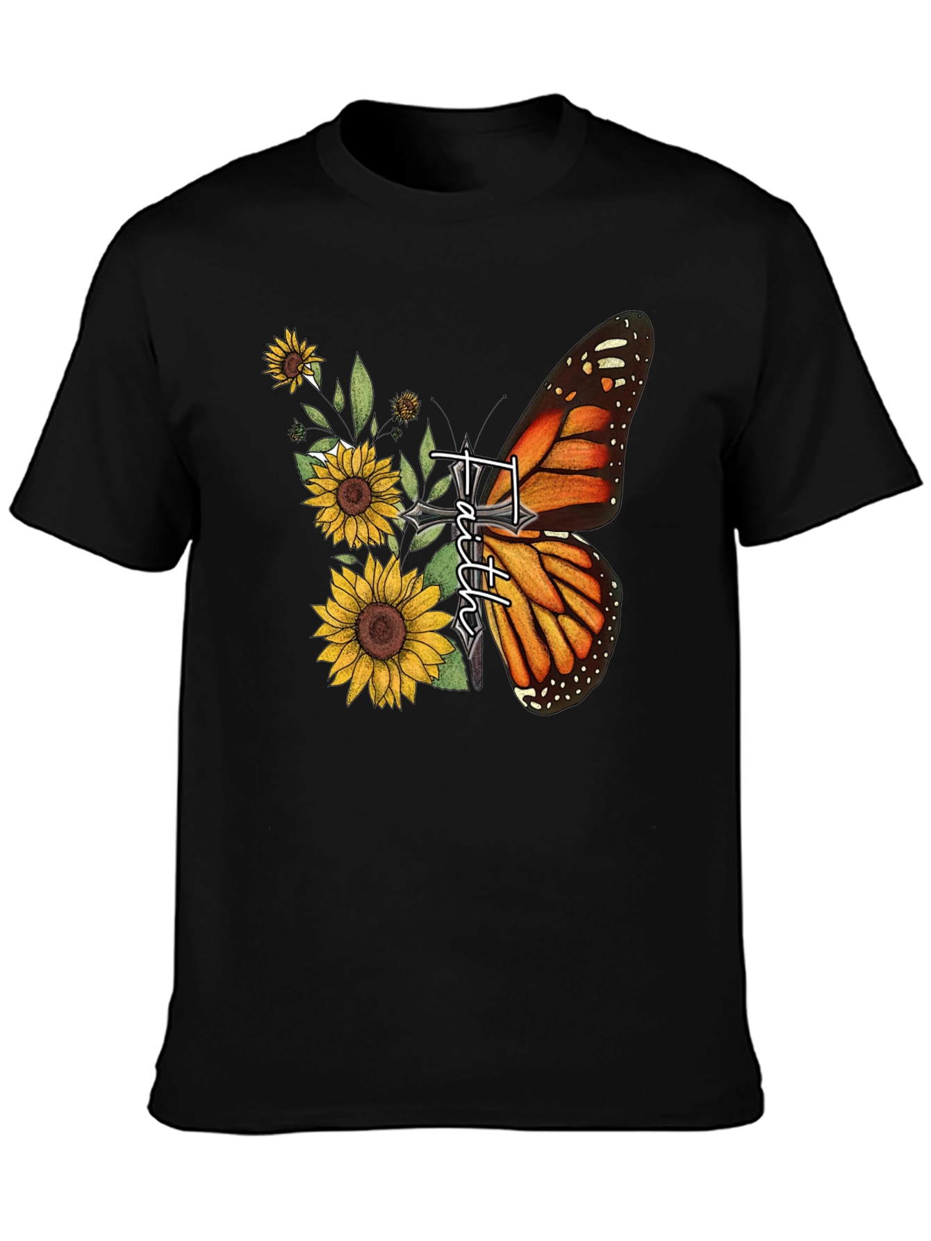 Faith Butterfly Sunflower Graphic Tee