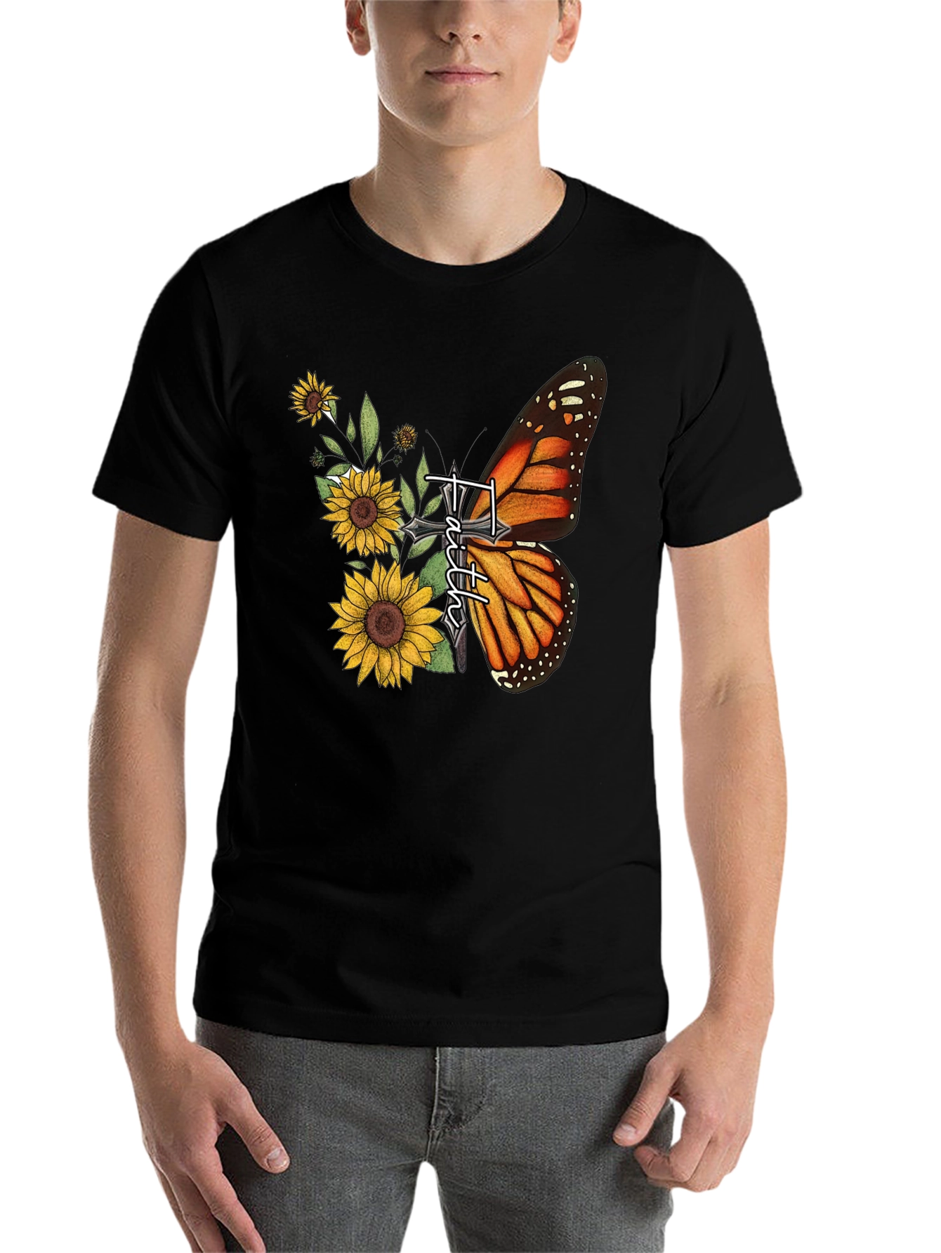 Faith Butterfly Sunflower Graphic Tee
