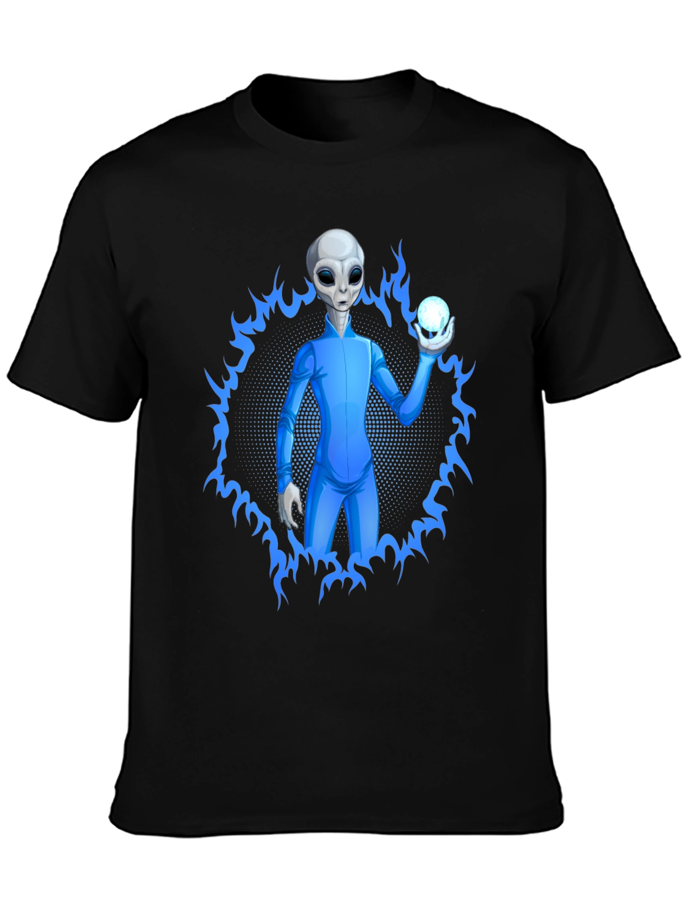 Alien Holding Orb Graphic Tee - Sci-Fi T-Shirt