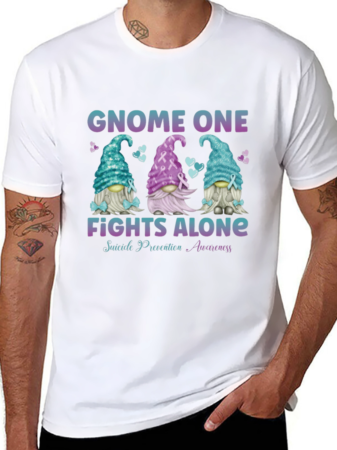 Gnome One Fights Alone Suicide Prevention Awareness T-Shirt