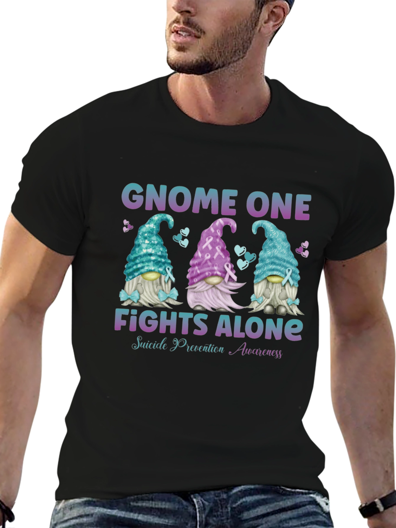 Gnome One Fights Alone Suicide Prevention Awareness T-Shirt