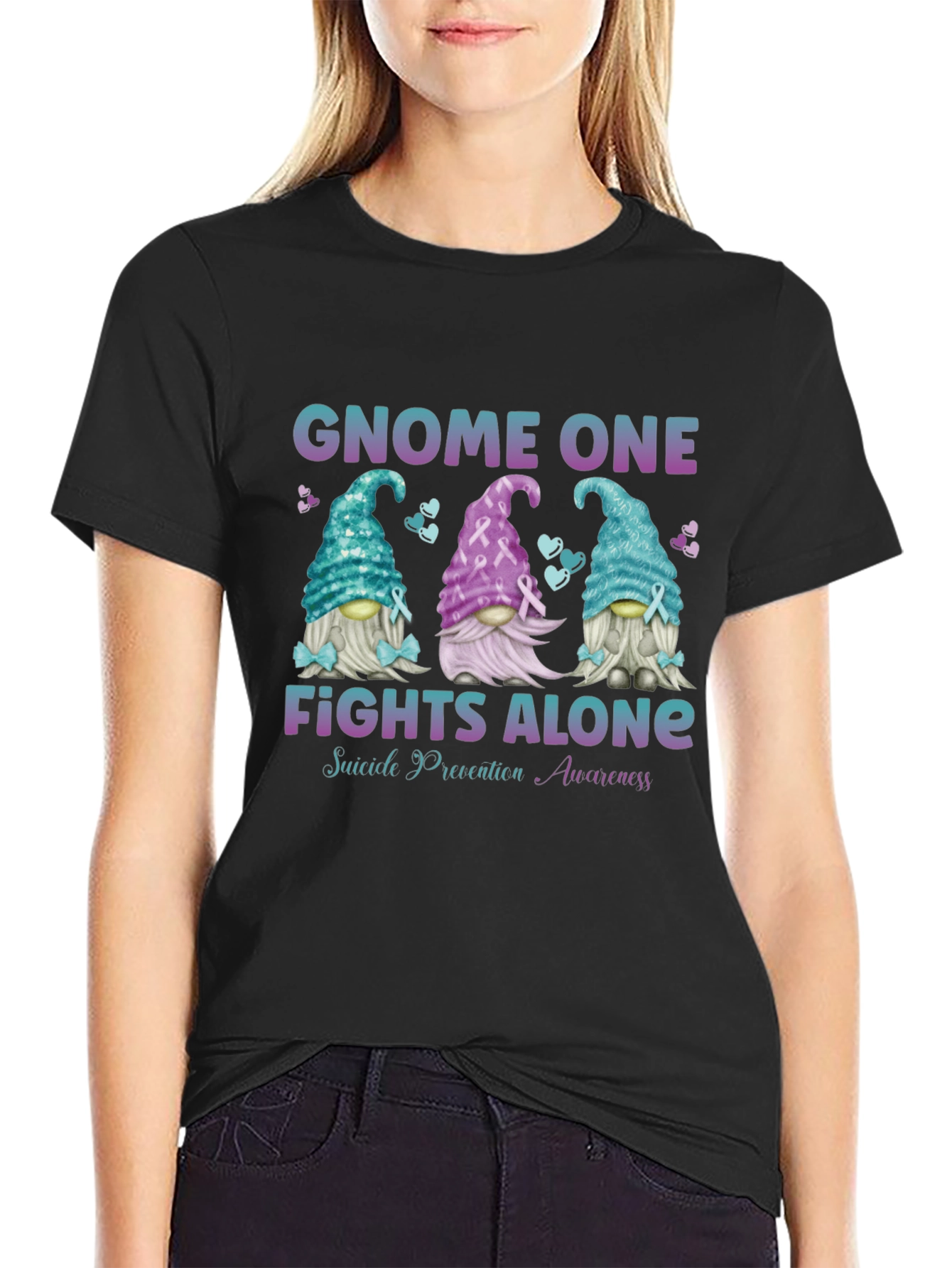 Gnome One Fights Alone Suicide Prevention Awareness T-Shirt