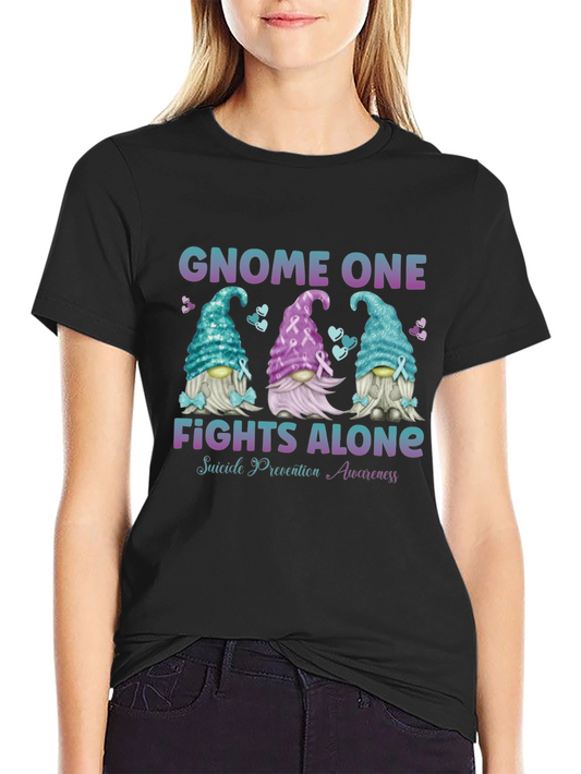 Gnome One Fights Alone Suicide Prevention Awareness T-Shirt