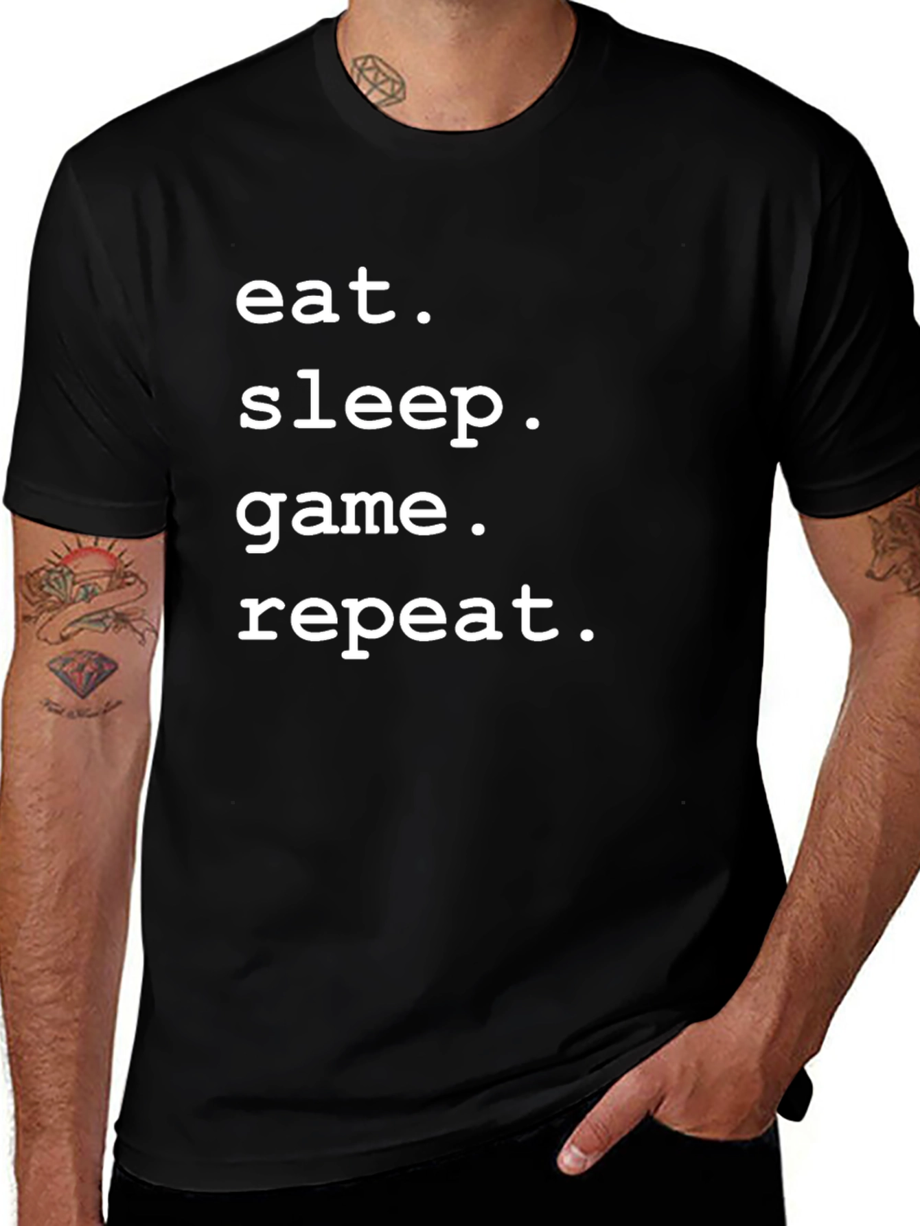 Eat Sleep Game Repeat Black Tee
