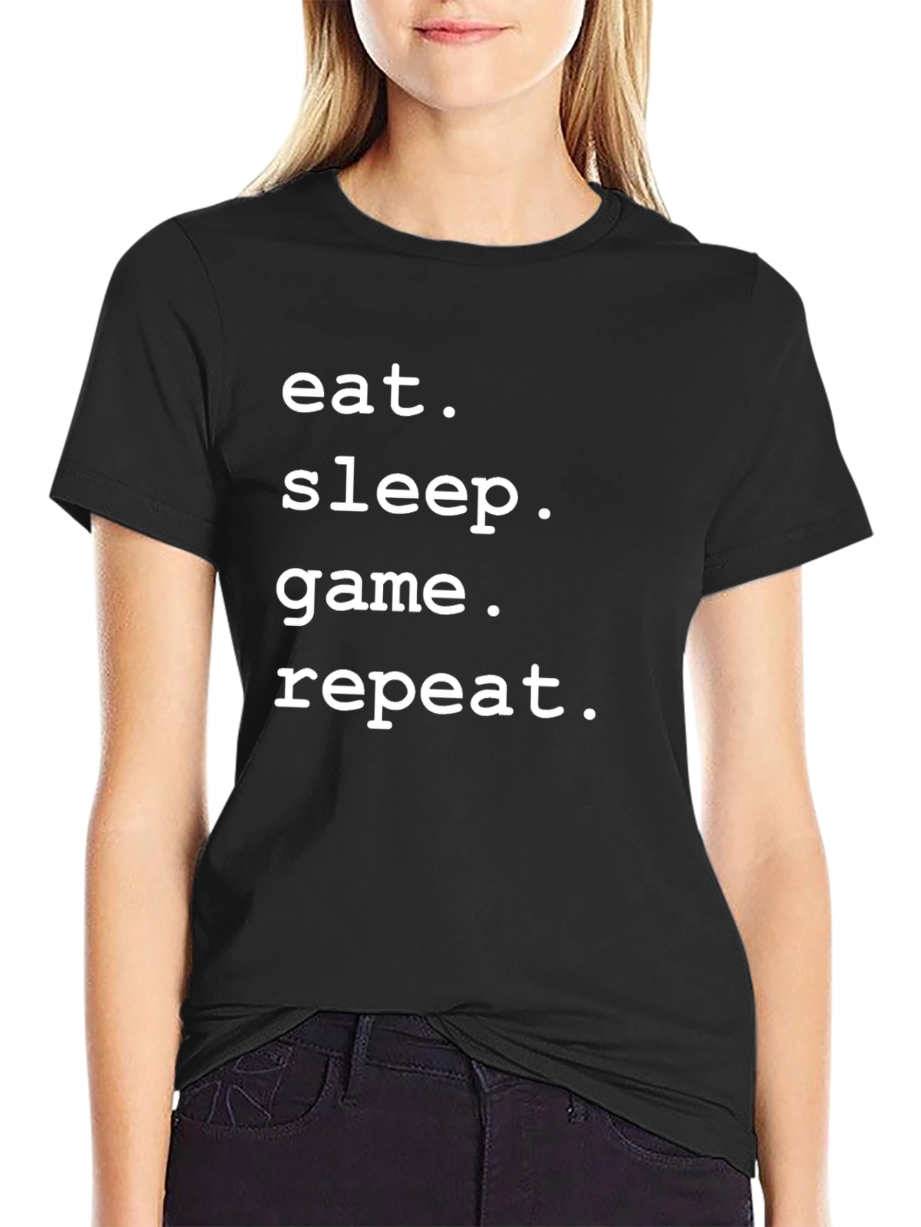 Eat Sleep Game Repeat Black Tee
