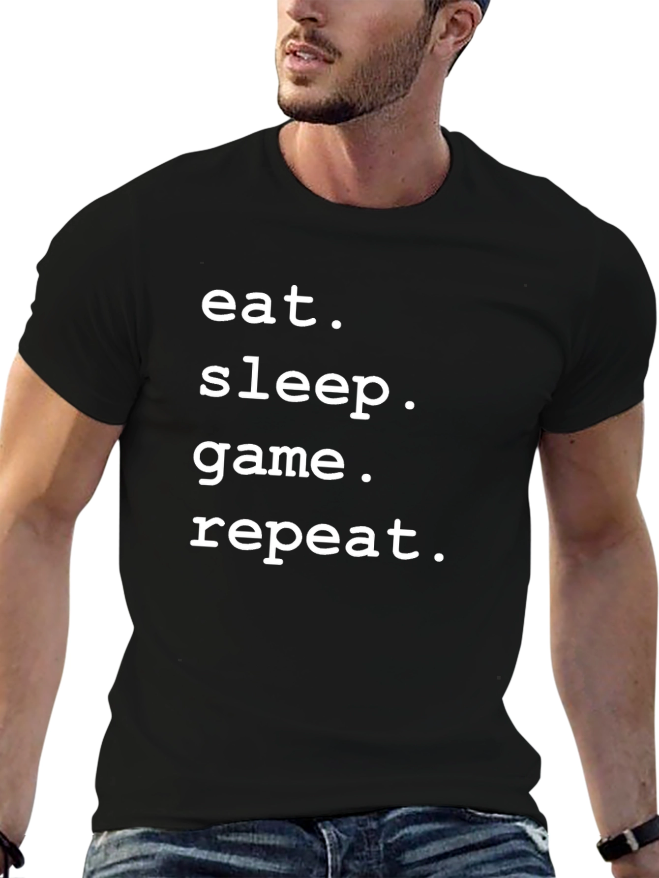 Eat Sleep Game Repeat Black Tee