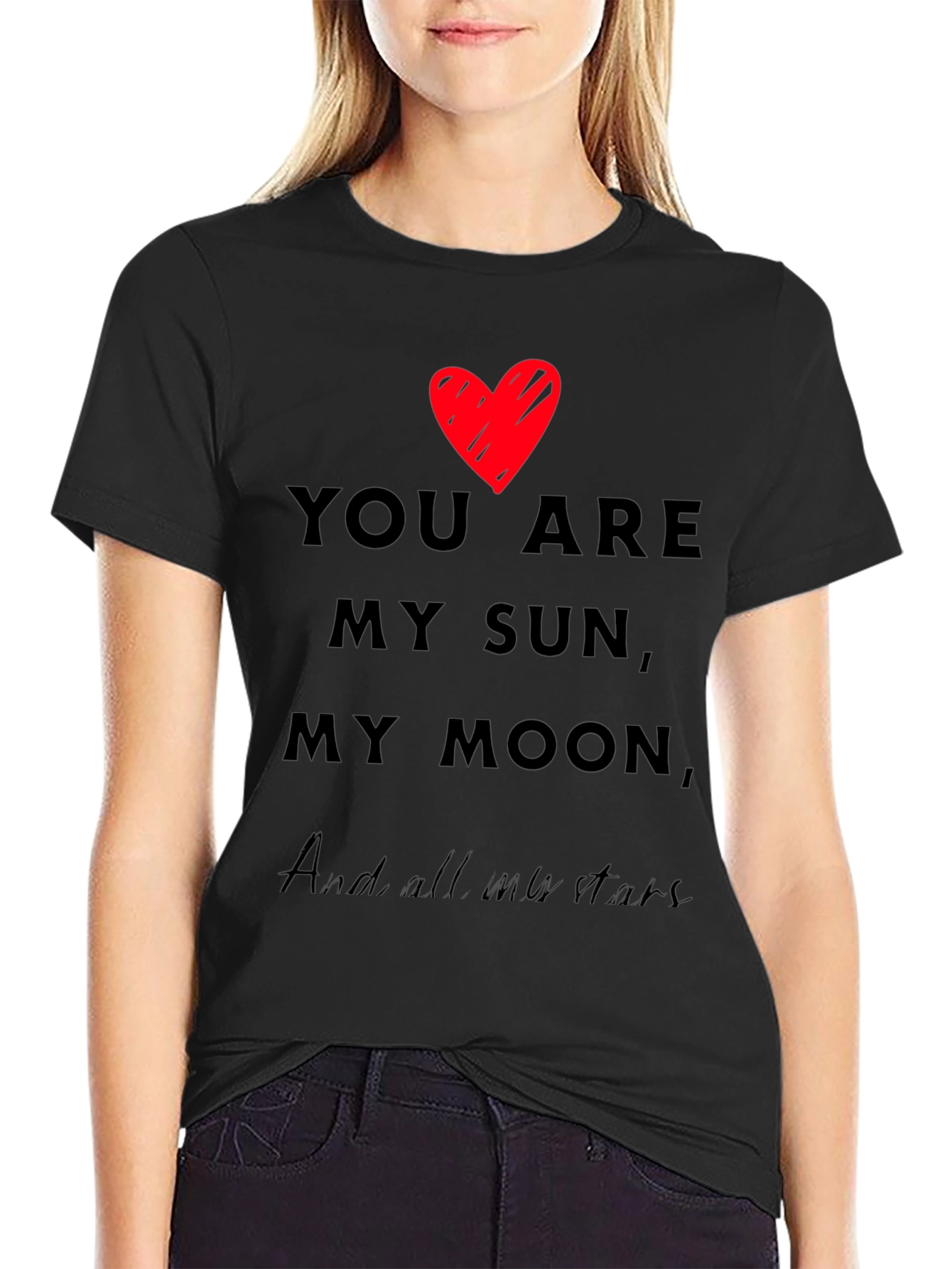 Romantic You Are My Sun My Moon Black T-Shirt