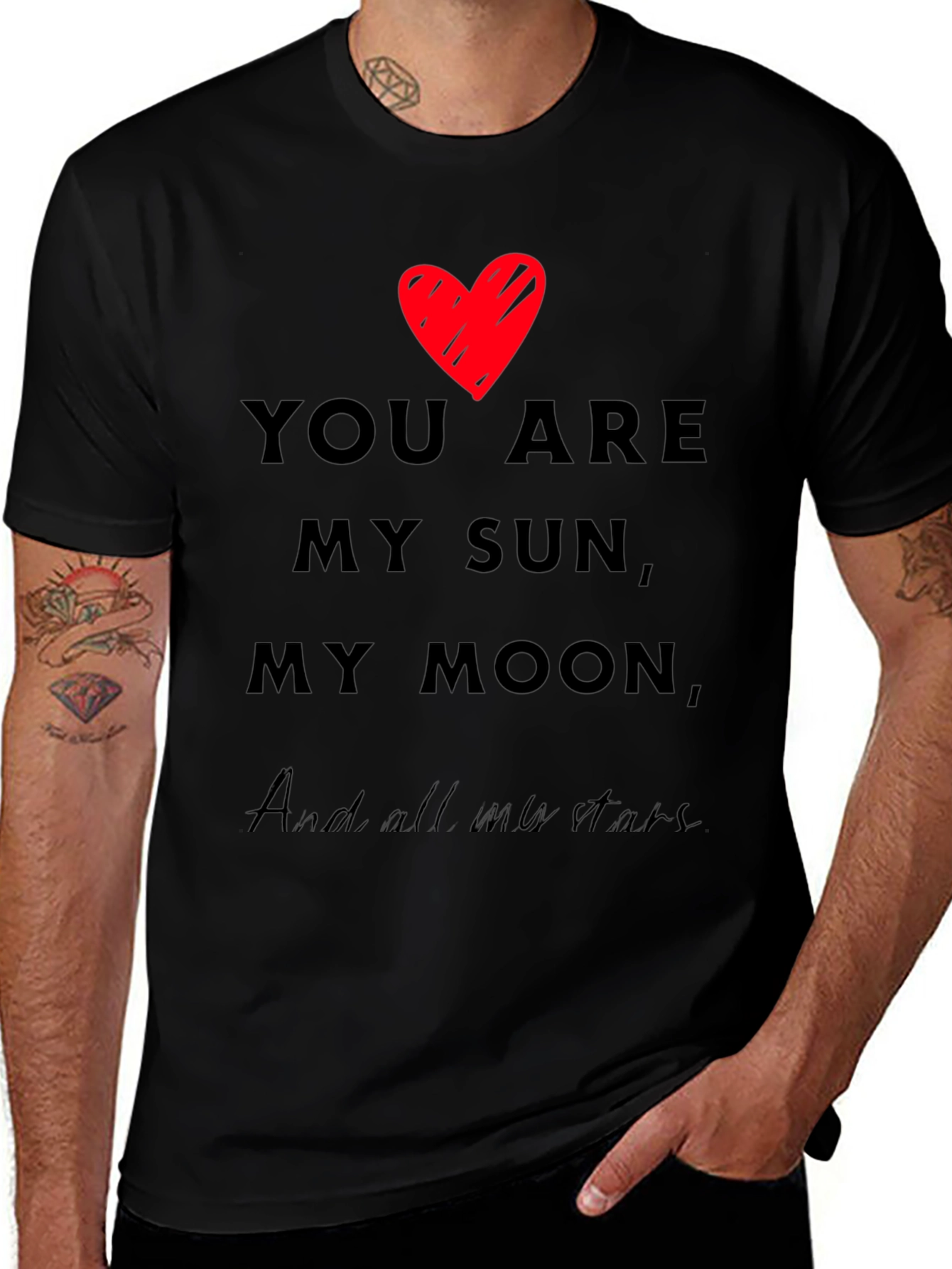 Romantic You Are My Sun My Moon Black T-Shirt