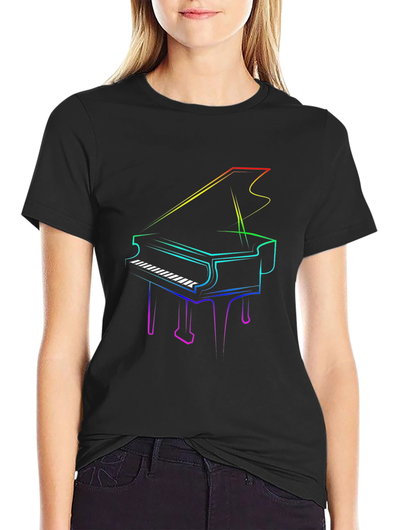 Rainbow Piano Graphic Tee - Unique Music Lover Shirt