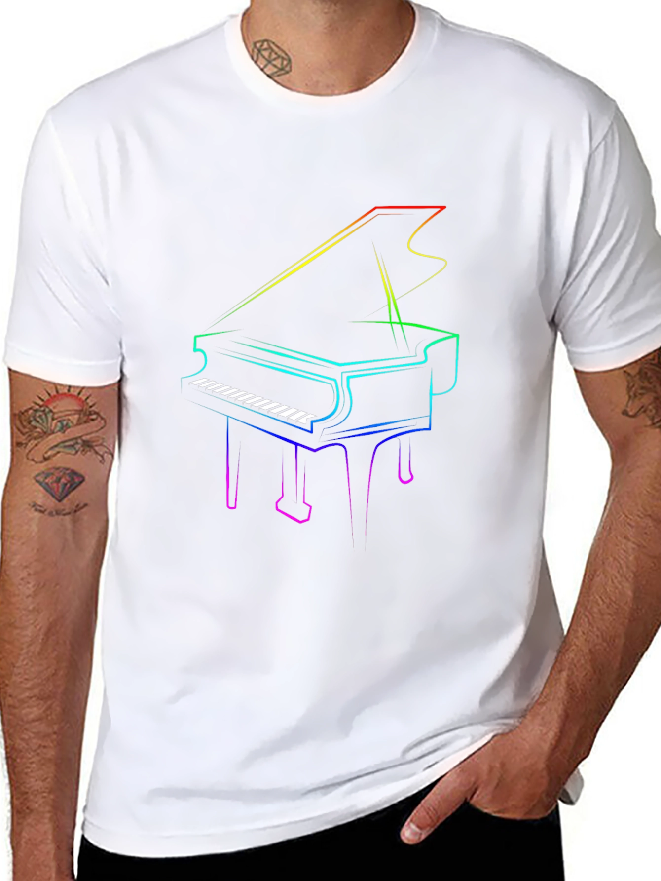 Rainbow Piano Graphic Tee - Unique Music Lover Shirt