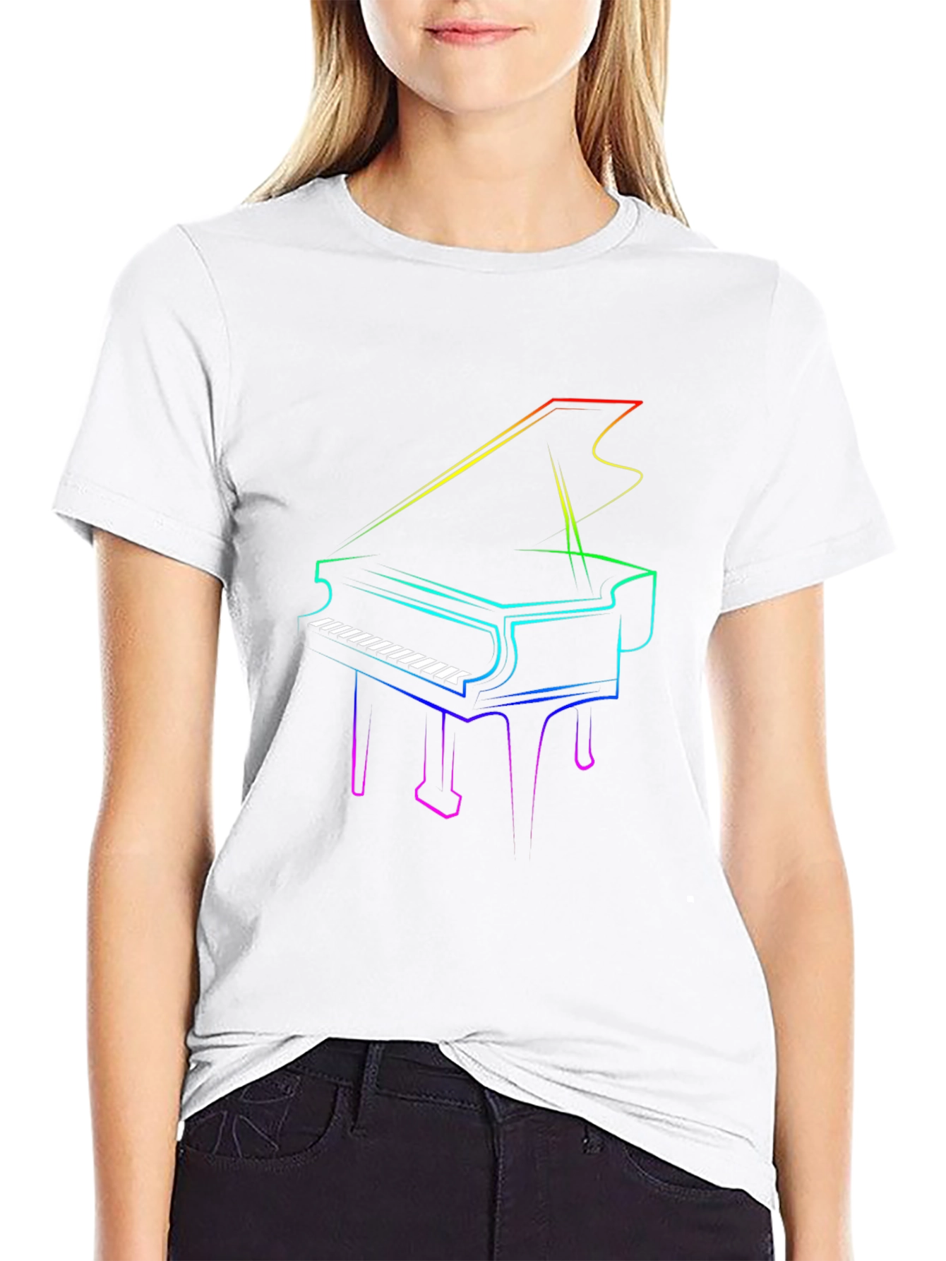 Rainbow Piano Graphic Tee - Unique Music Lover Shirt