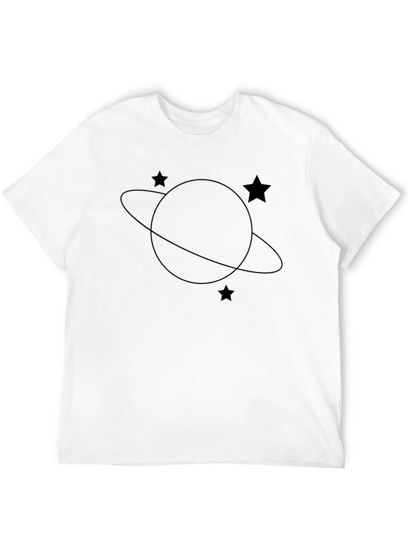 Saturn Star Graphic Tee - Black Cotton T-Shirt