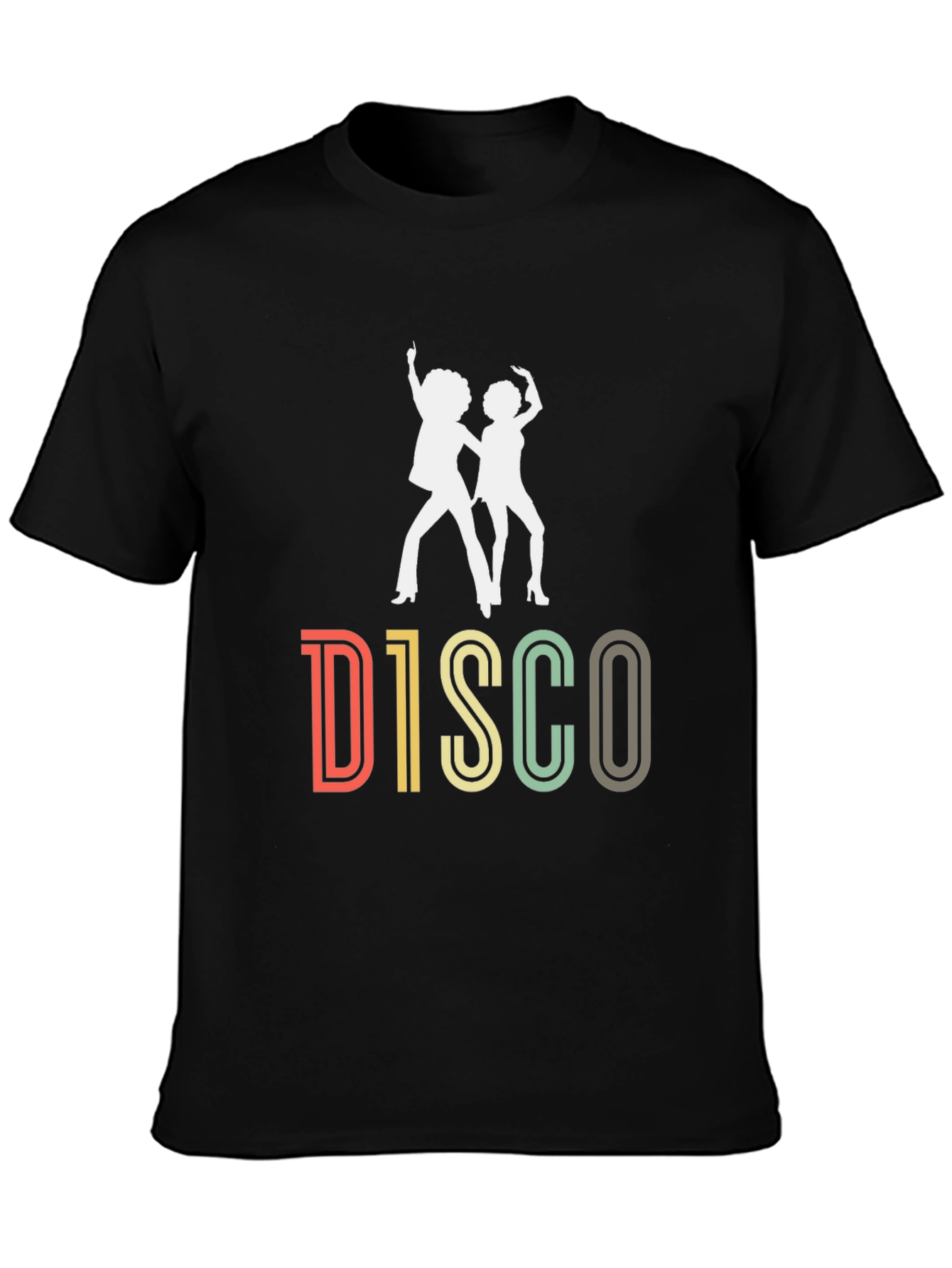 Retro Disco Dance Graphic T-Shirt - Black