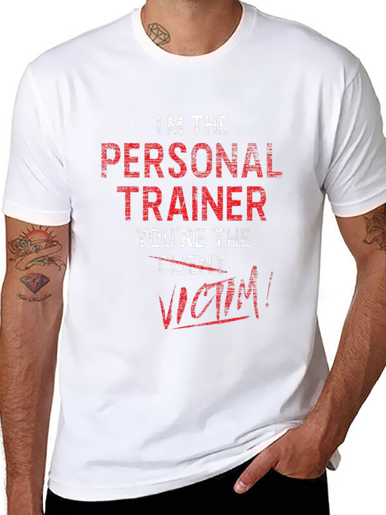 Personal Trainer Victim T-Shirt Funny Gym Workout Tee