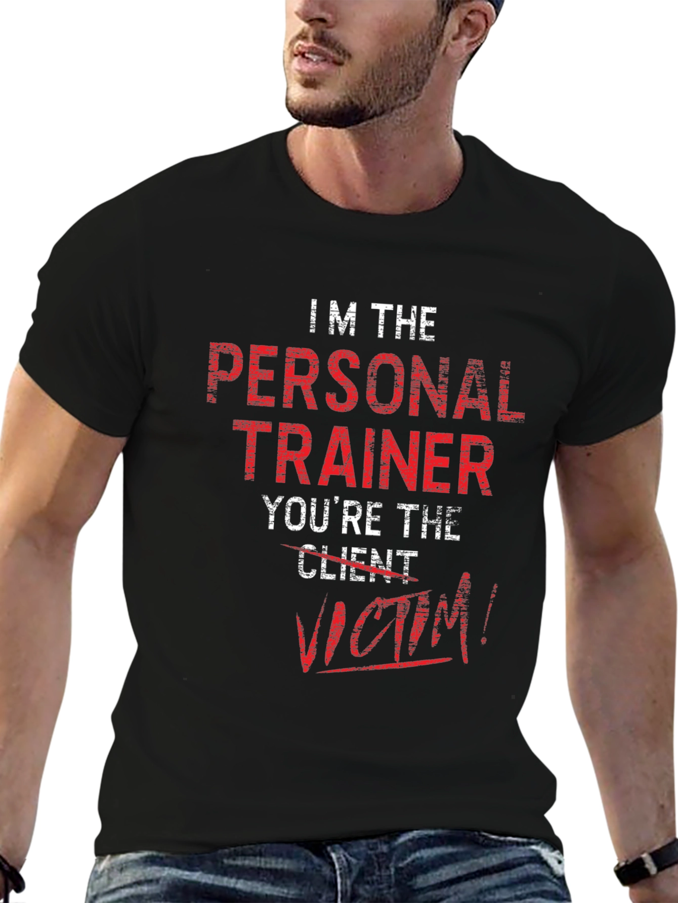 Personal Trainer Victim T-Shirt Funny Gym Workout Tee