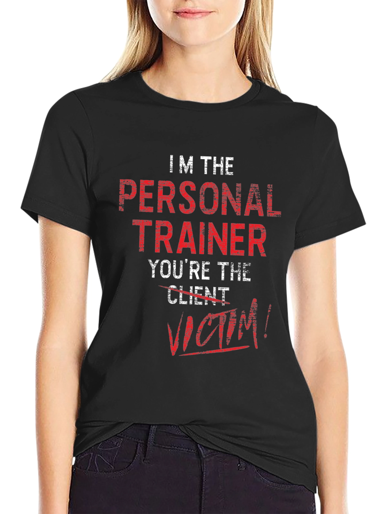 Personal Trainer Victim T-Shirt Funny Gym Workout Tee