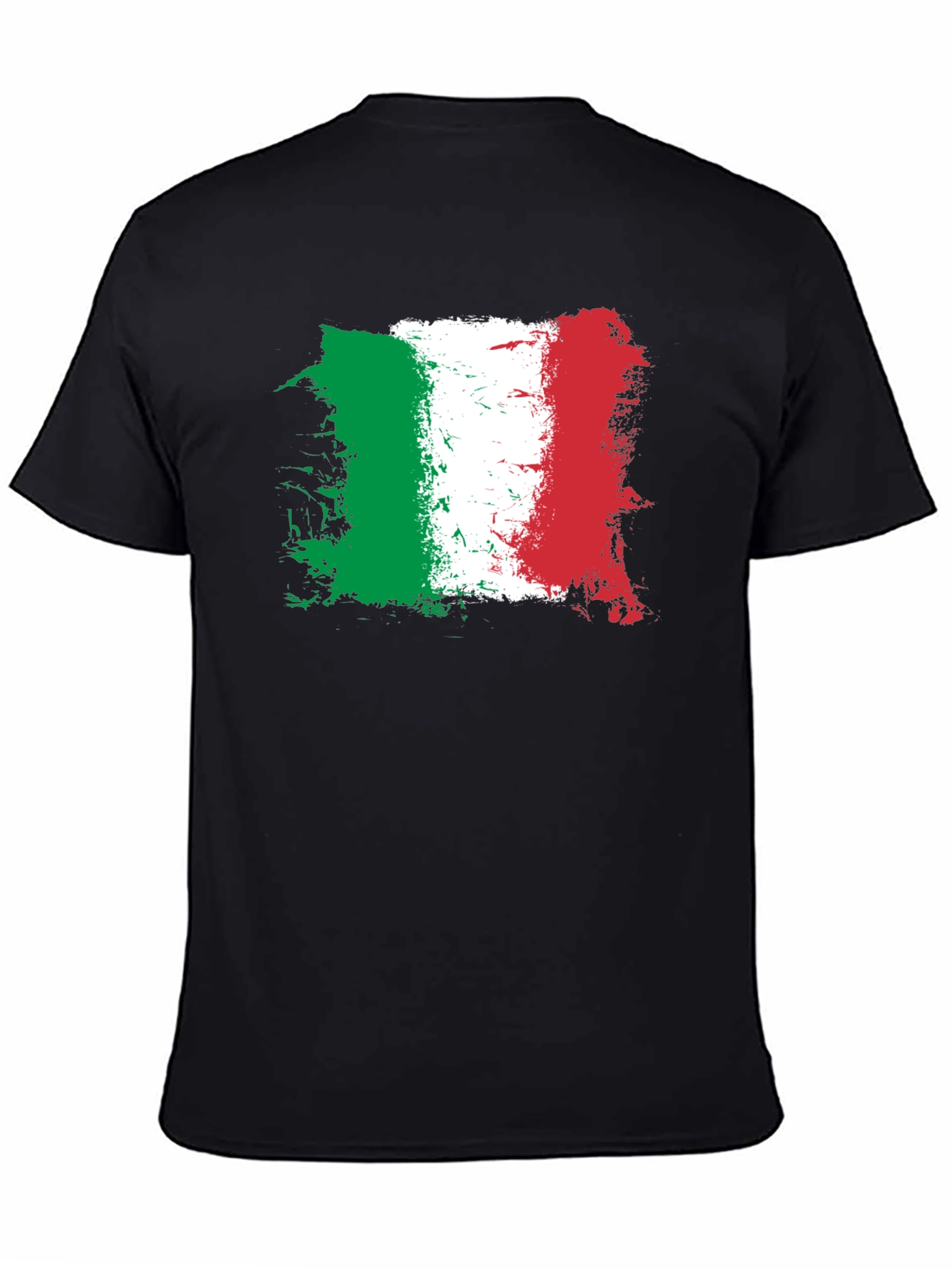 Italian Flag Graphic Tee - Black Cotton Shirt