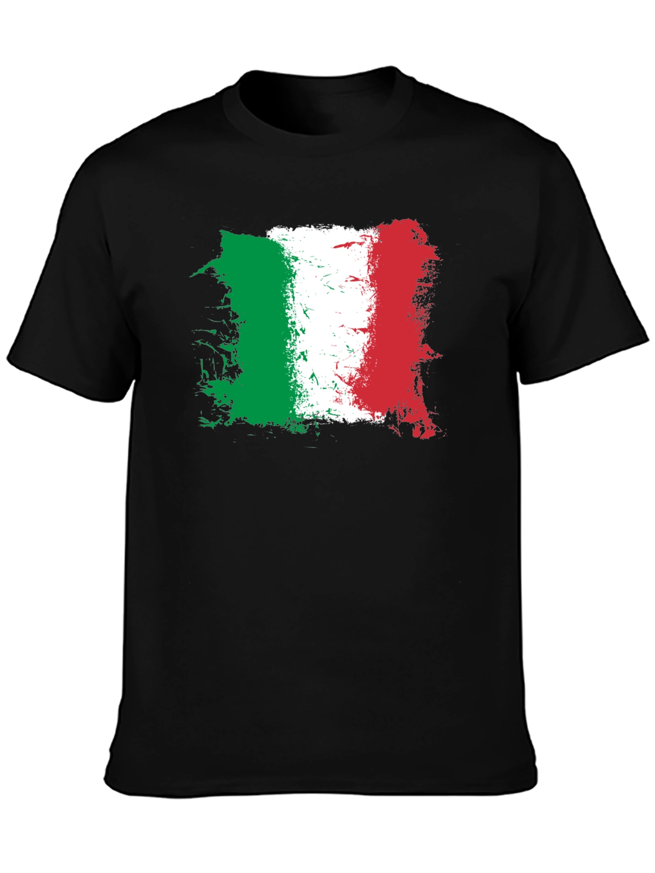Italian Flag Graphic Tee - Black Cotton Shirt