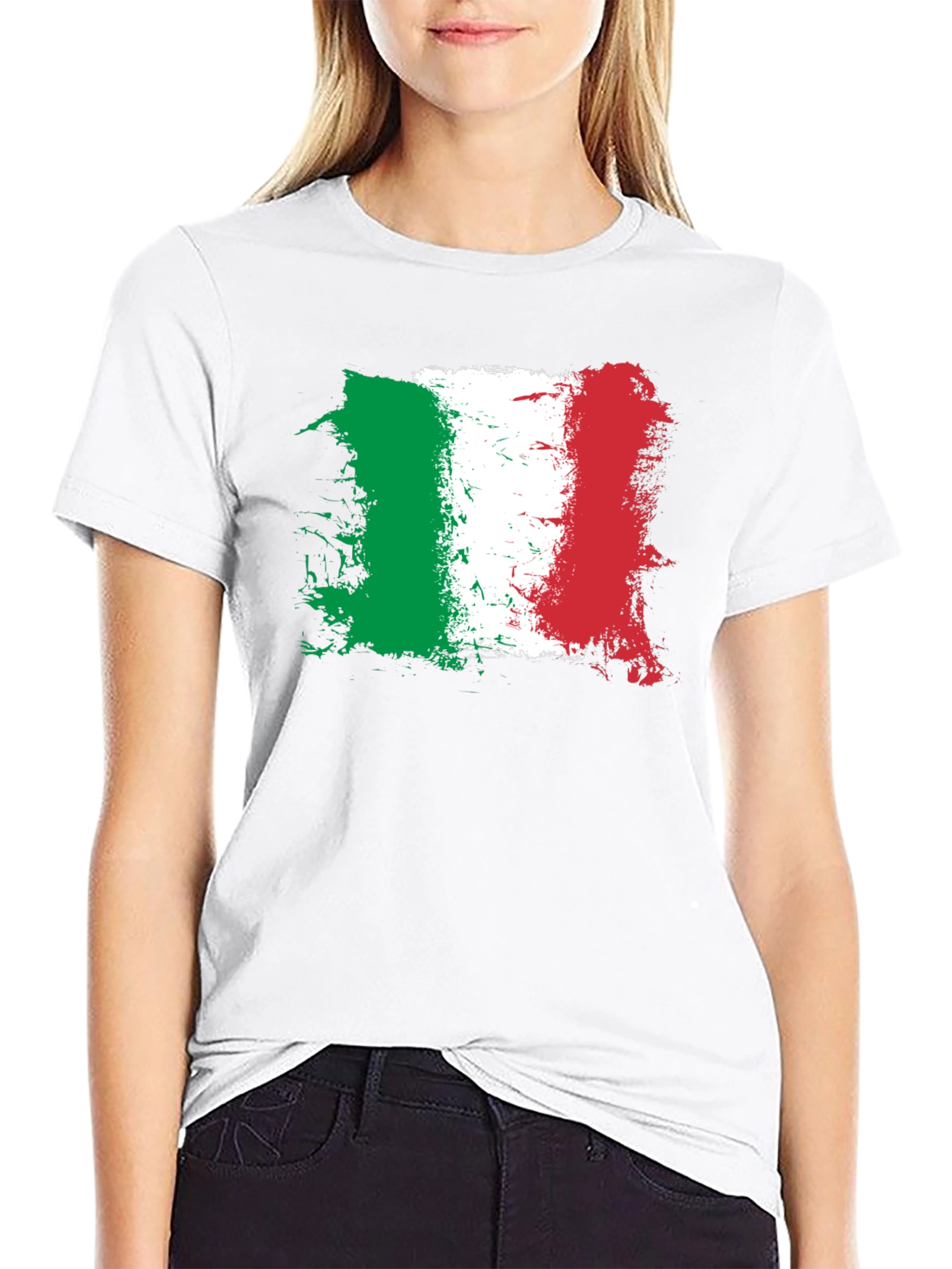 Italian Flag Graphic Tee - Black Cotton Shirt