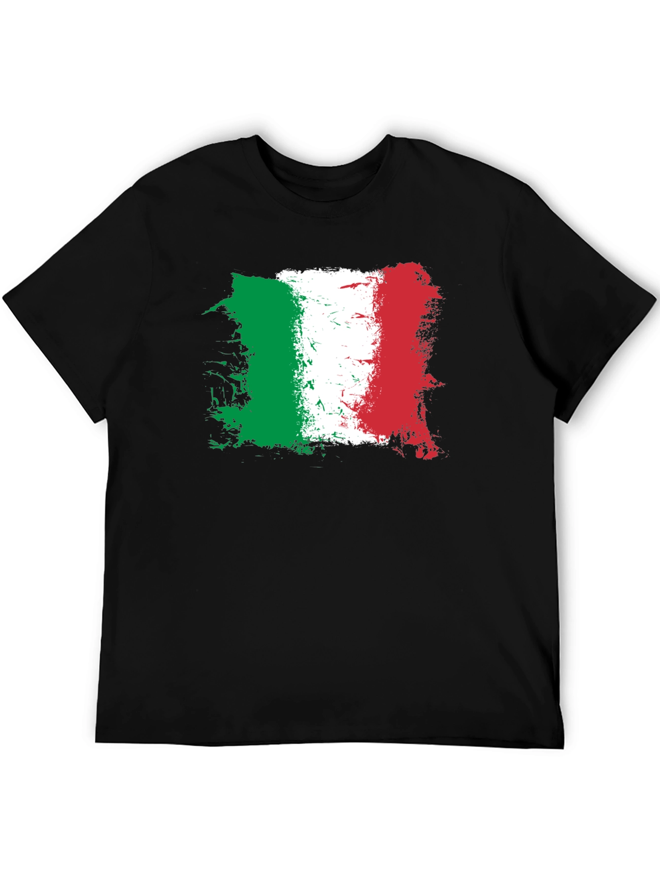 Italian Flag Graphic Tee - Black Cotton Shirt