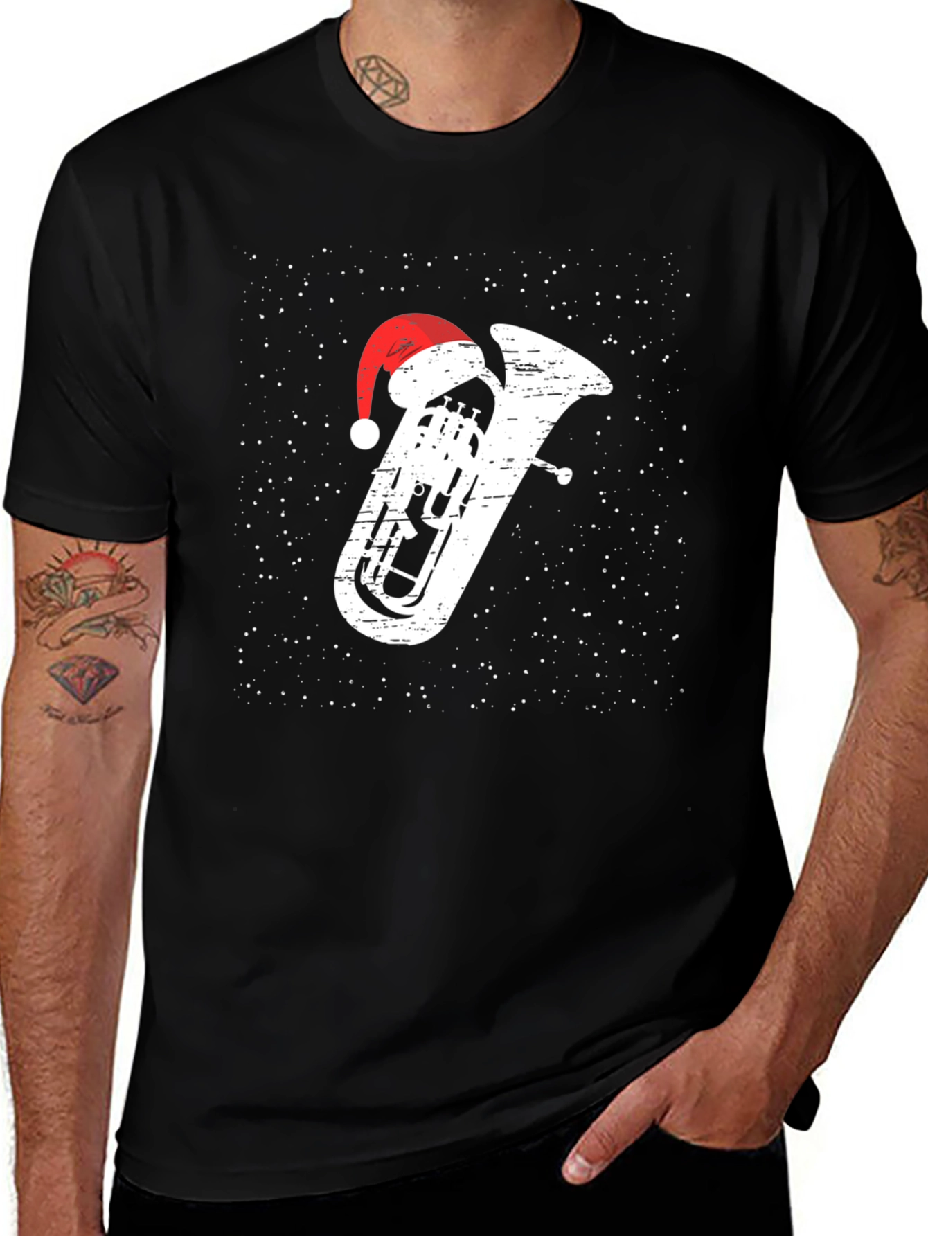Christmas Tuba Santa Hat T-Shirt