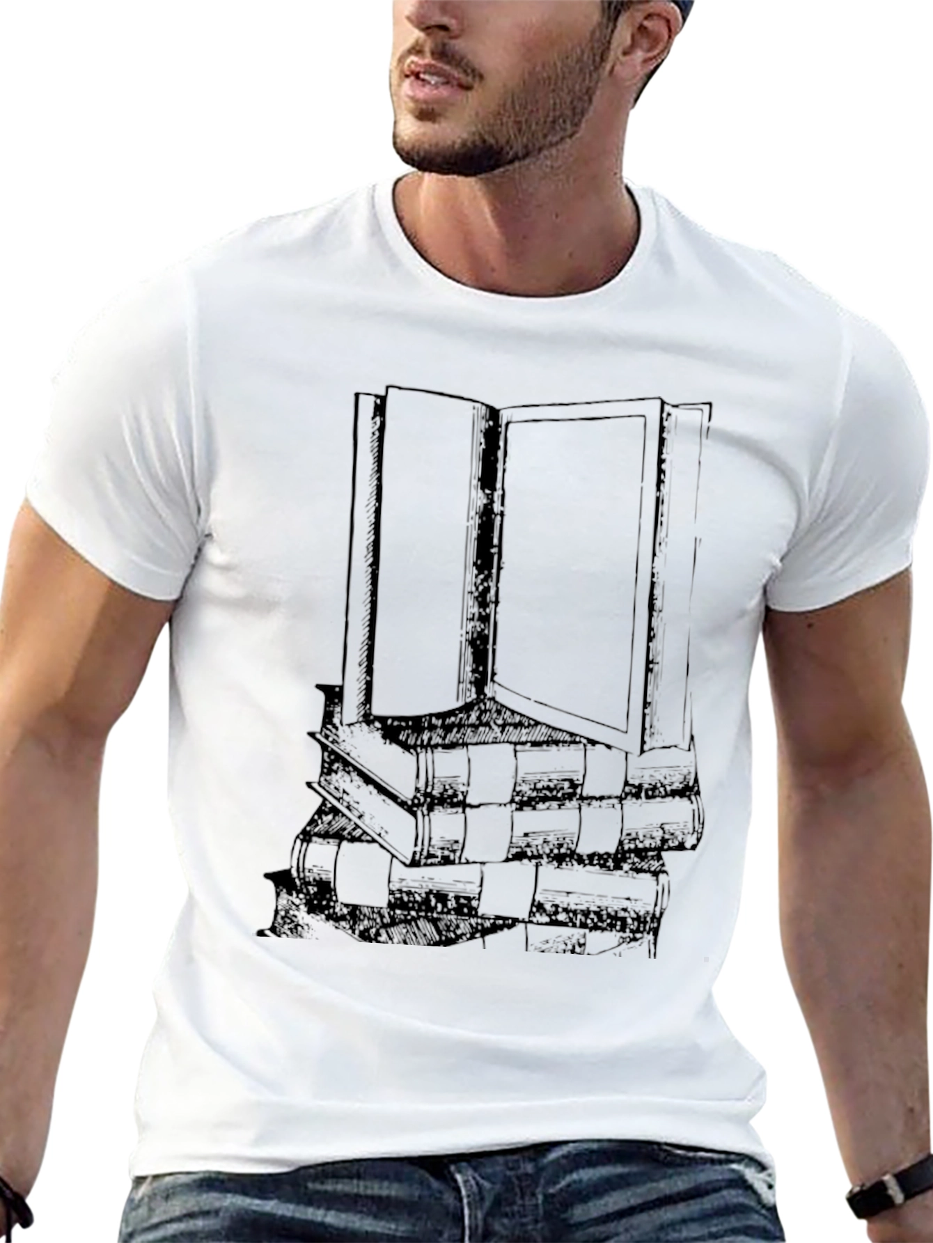 Literary Stack Tee - Book Lovers Black T-Shirt