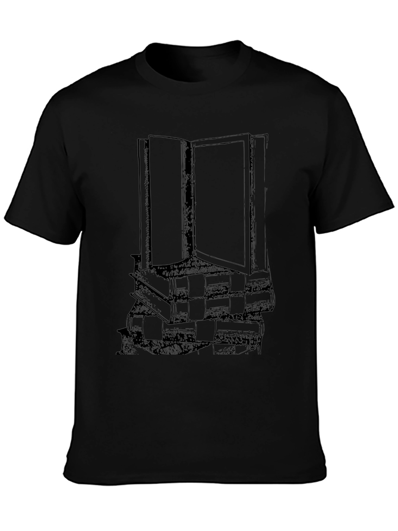 Literary Stack Tee - Book Lovers Black T-Shirt