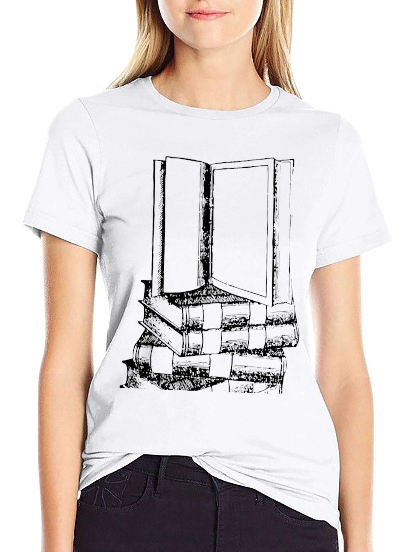 Literary Stack Tee - Book Lovers Black T-Shirt