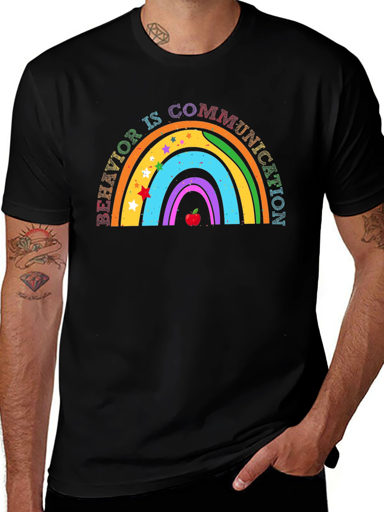 Behavior Is Communication Rainbow Graphic Tee