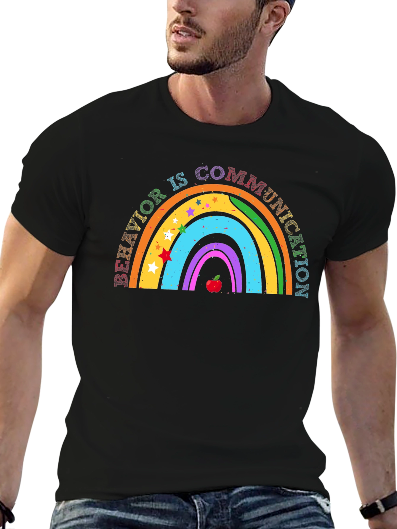 Behavior Is Communication Rainbow Graphic Tee