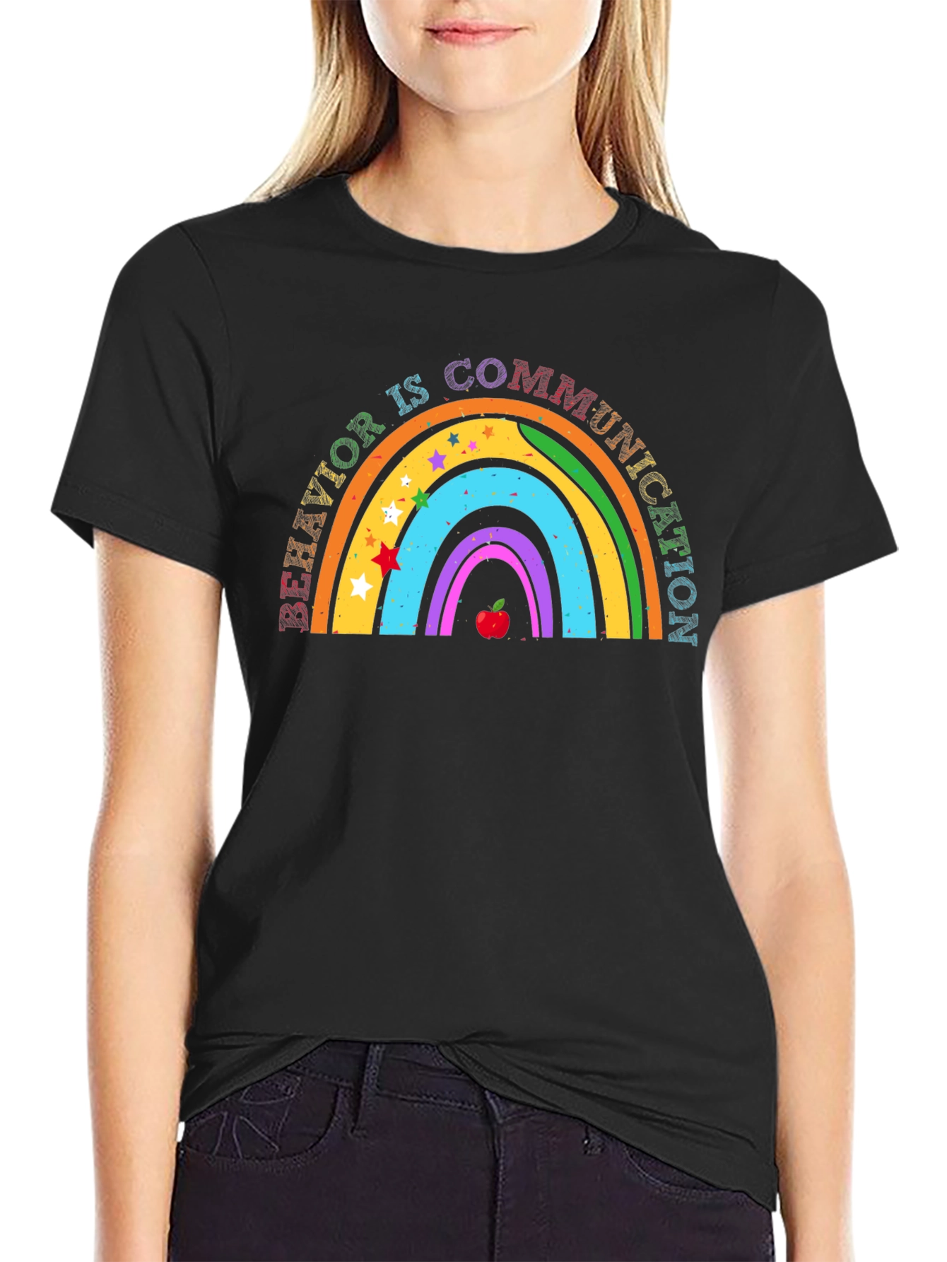 Behavior Is Communication Rainbow Graphic Tee