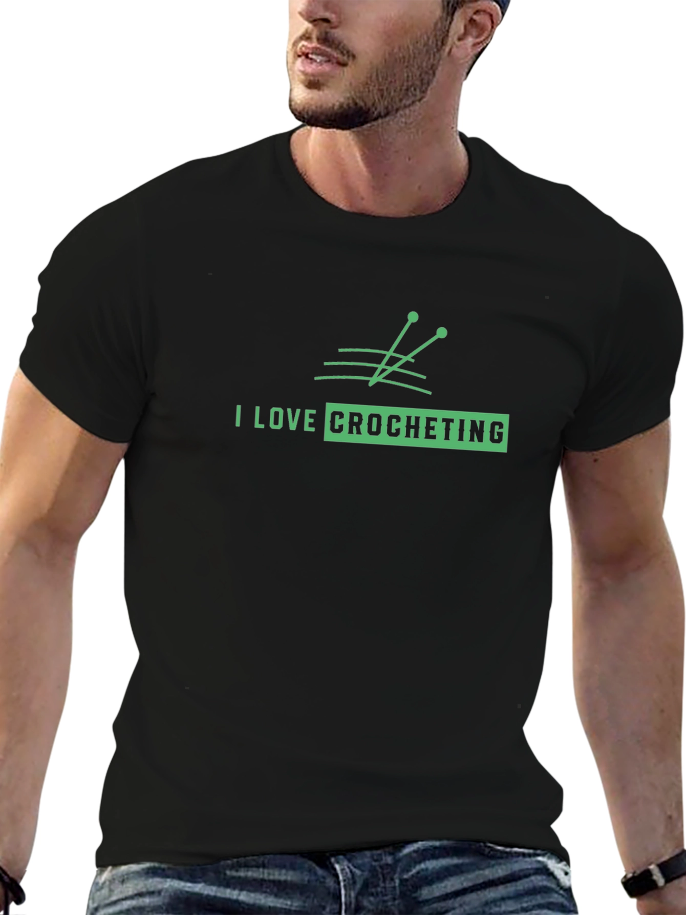 I Love Crocheting Graphic T-Shirt - Black