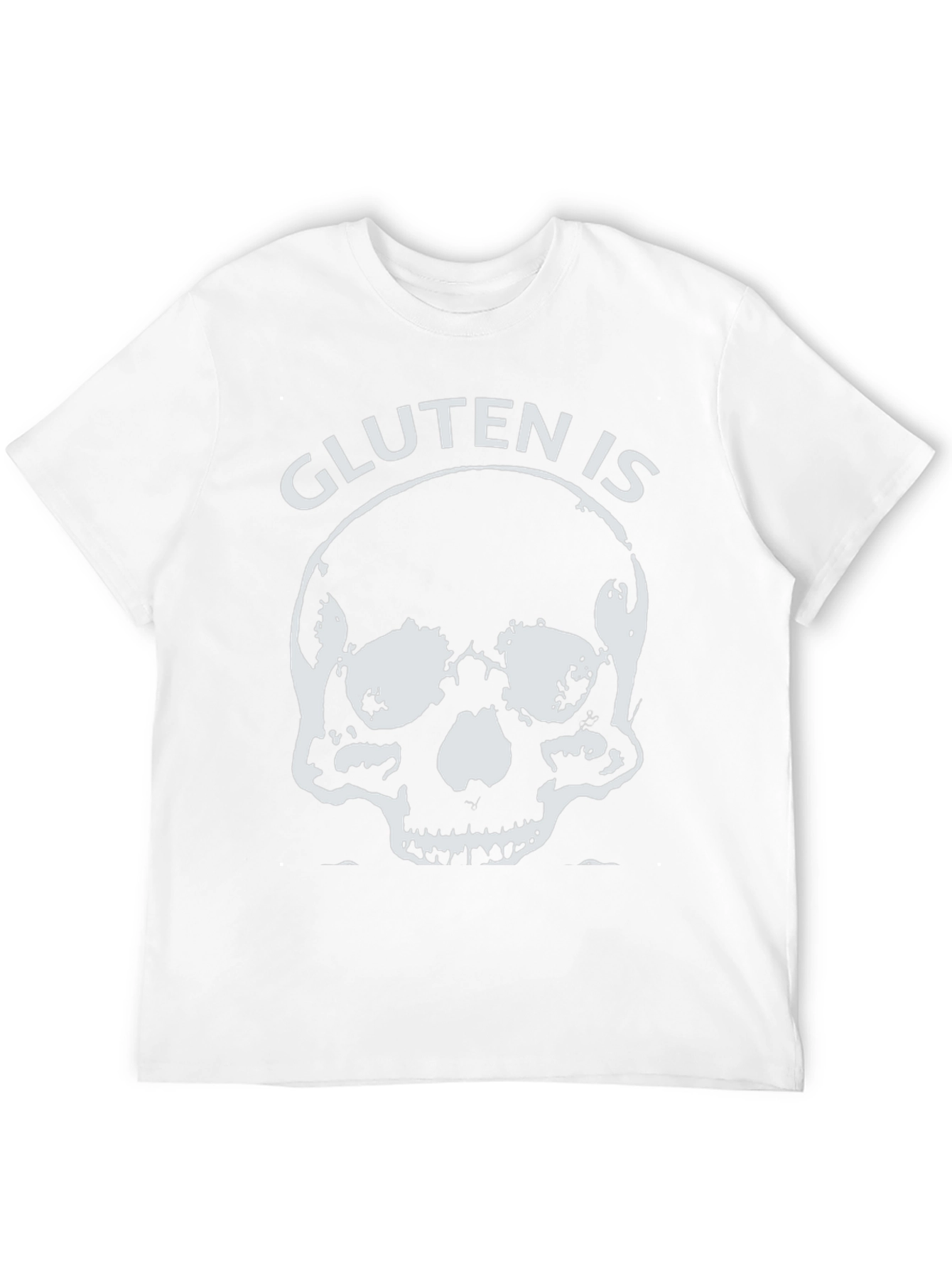 Gluten is Death Black T-Shirt - Skull Design