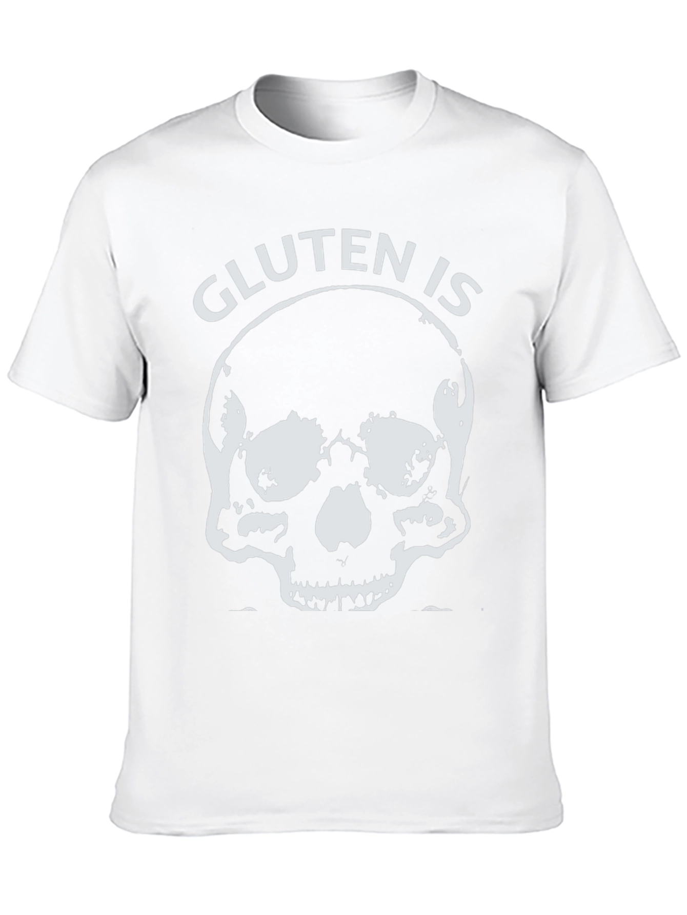 Gluten is Death Black T-Shirt - Skull Design