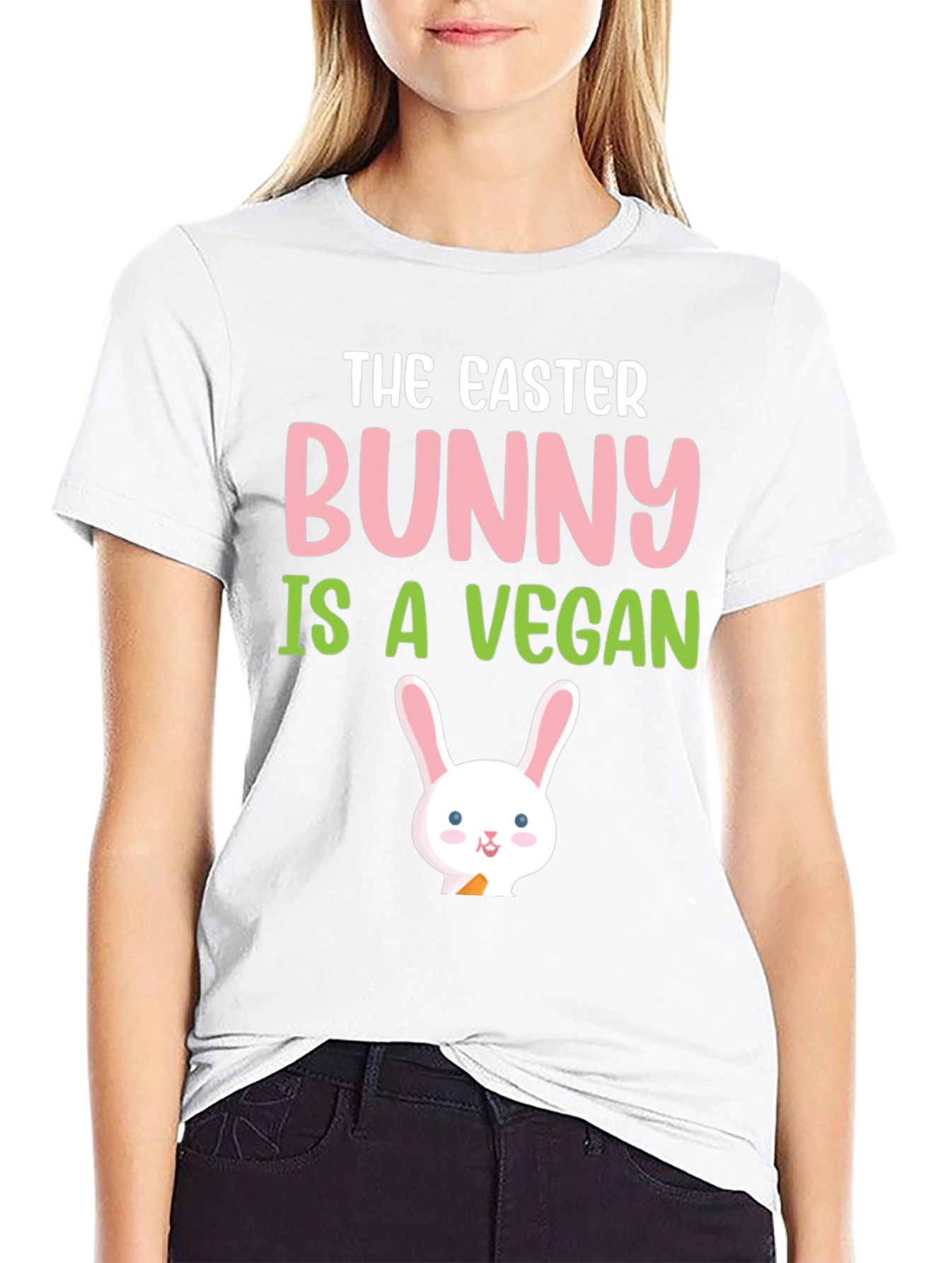 Easter Bunny Vegan T-Shirt - Cute Holiday Tee