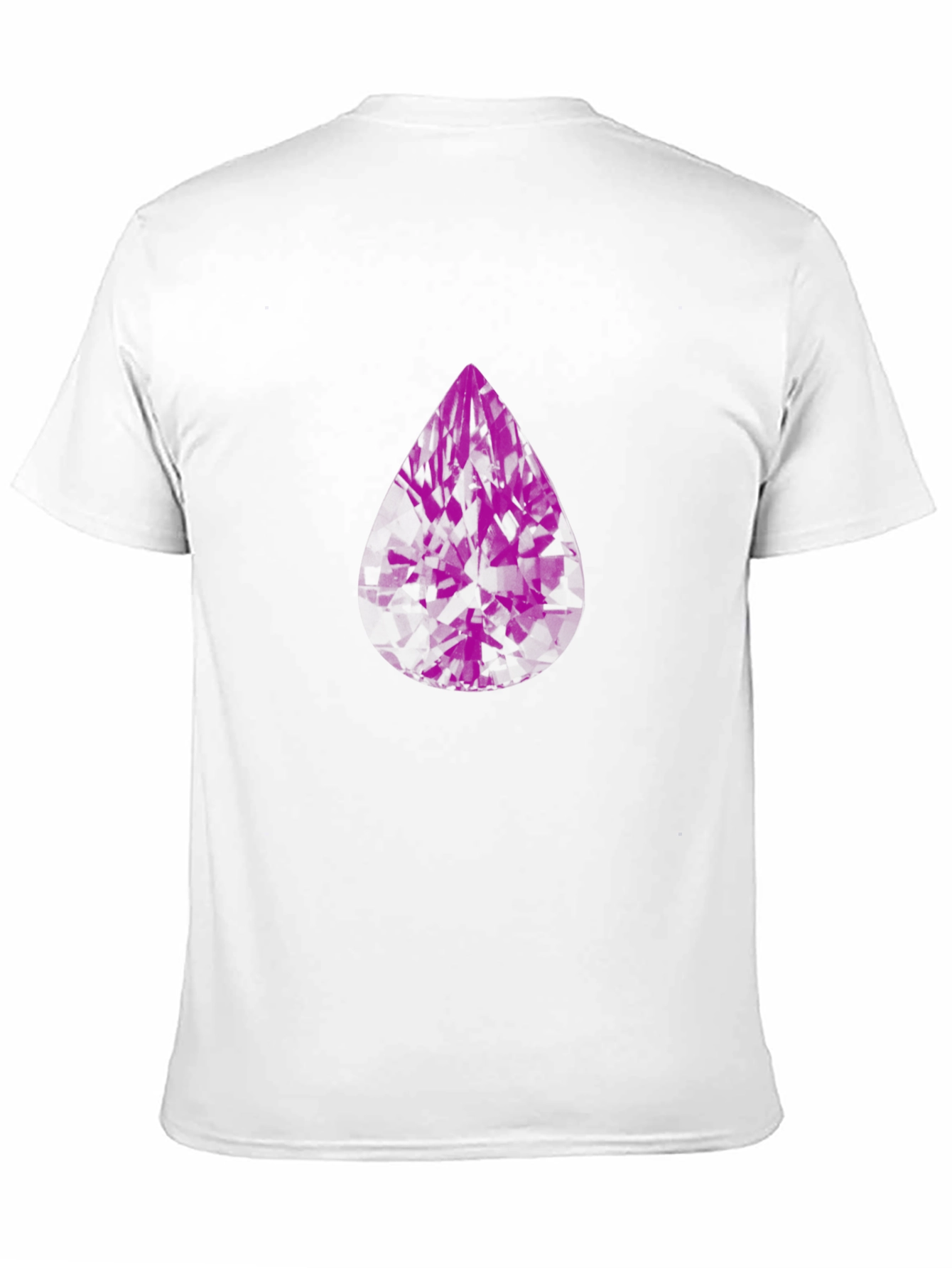 Modern Black T-Shirt with Abstract Purple Gem Design