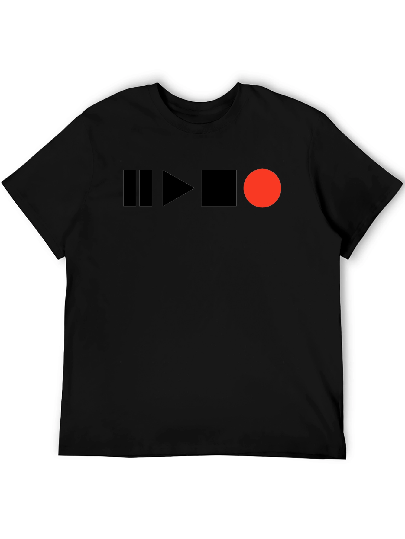 Pause Play Stop Record Black T-Shirt