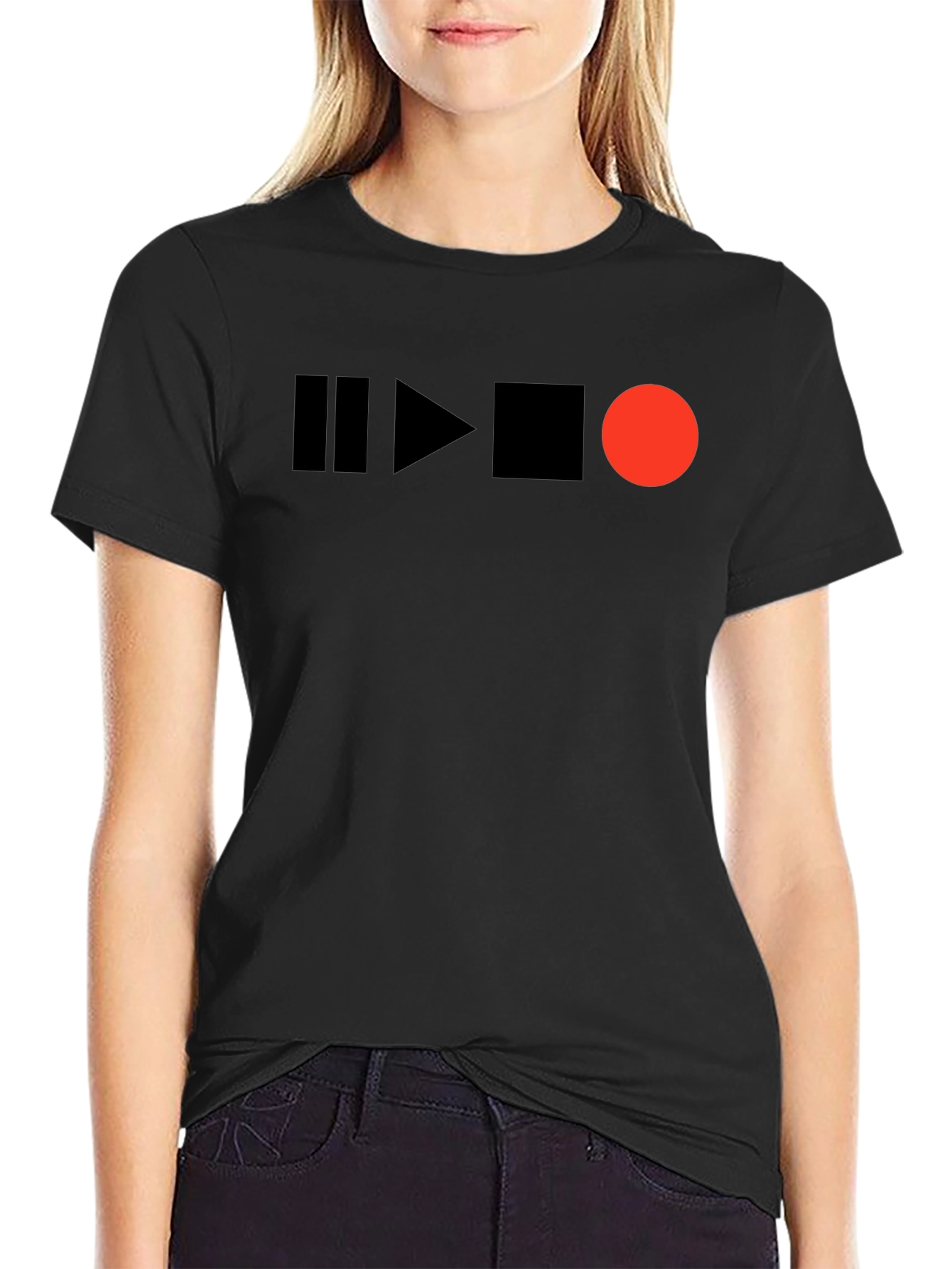 Pause Play Stop Record Black T-Shirt