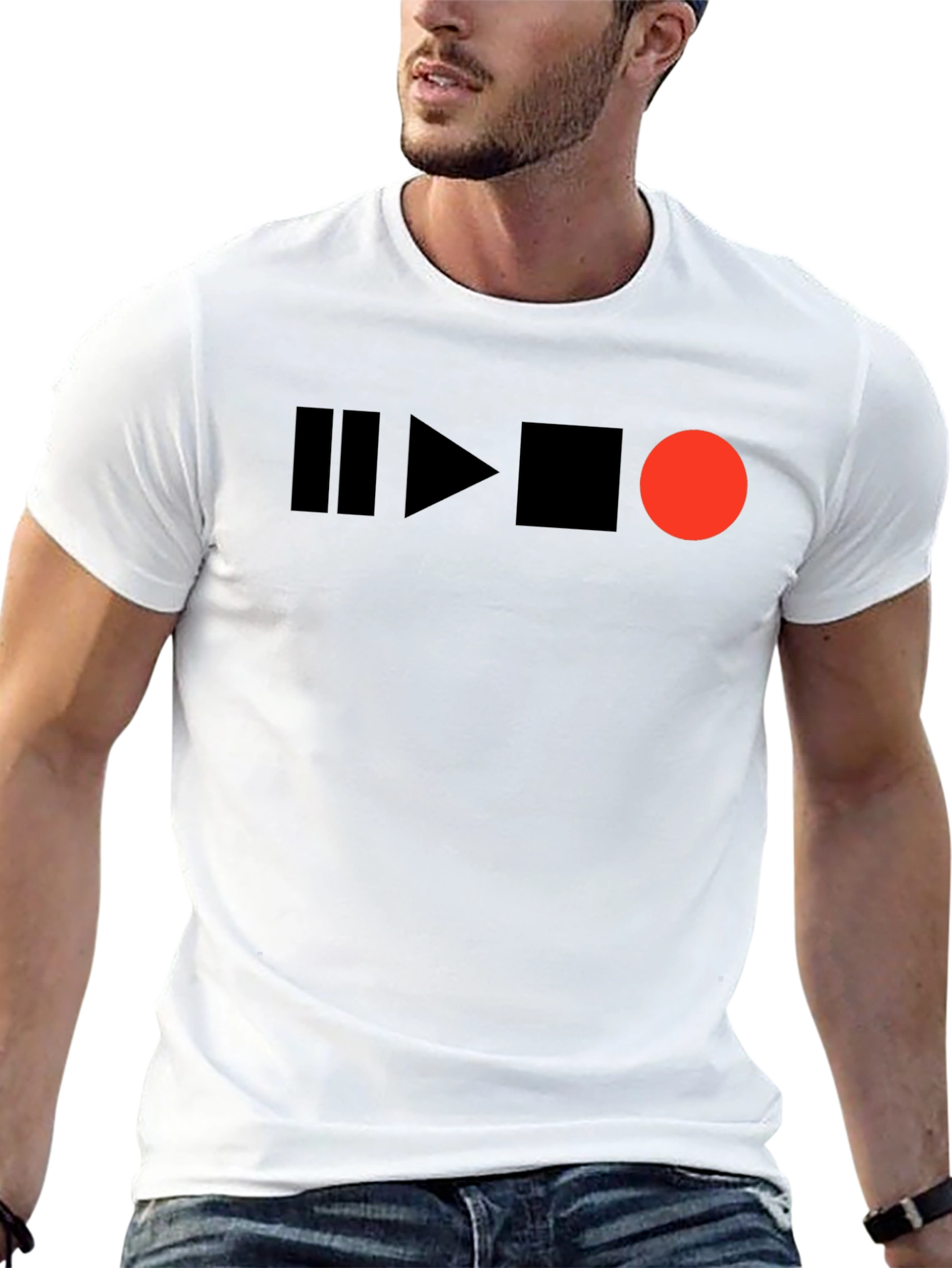 Pause Play Stop Record Black T-Shirt