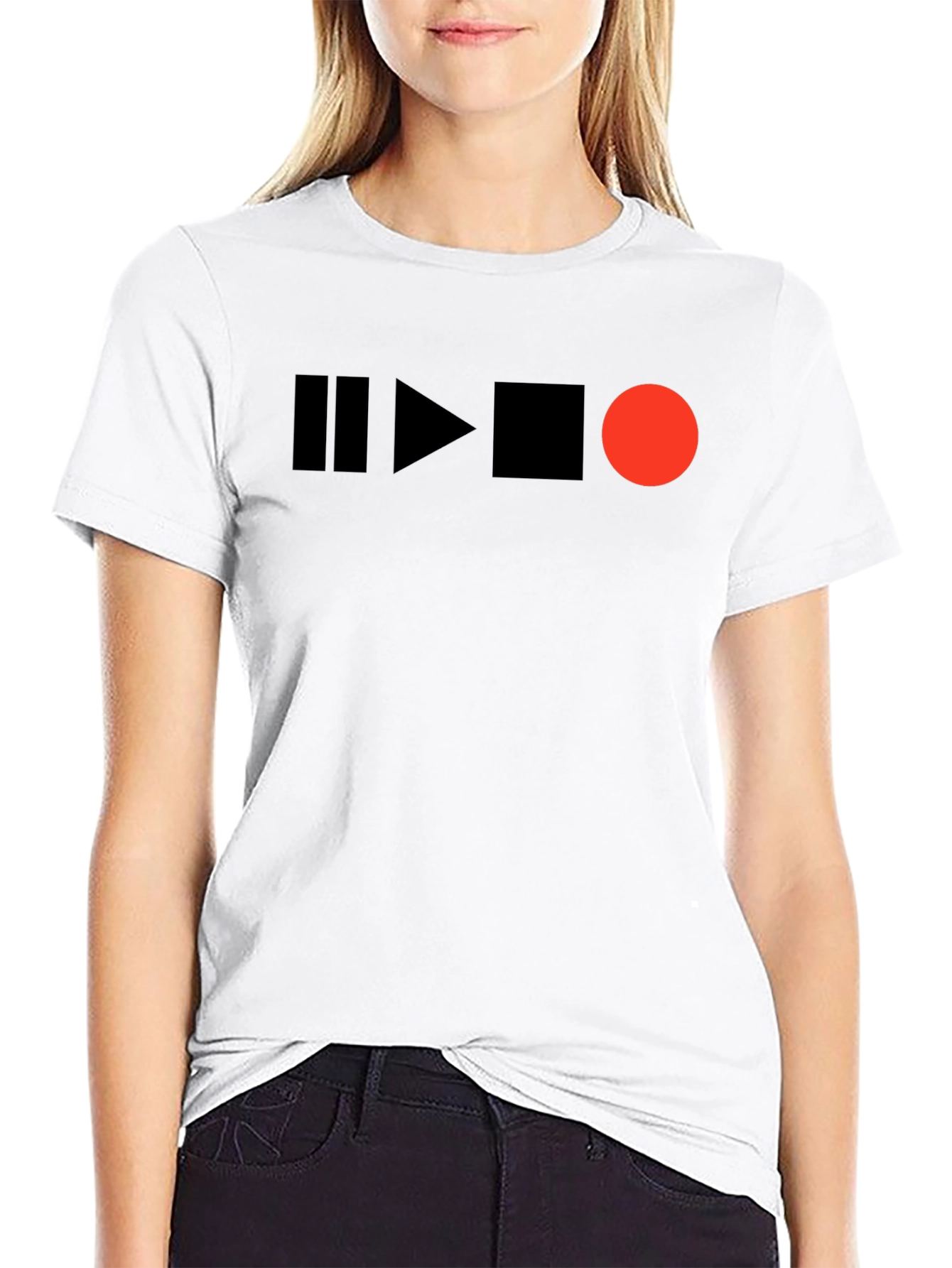 Pause Play Stop Record Black T-Shirt