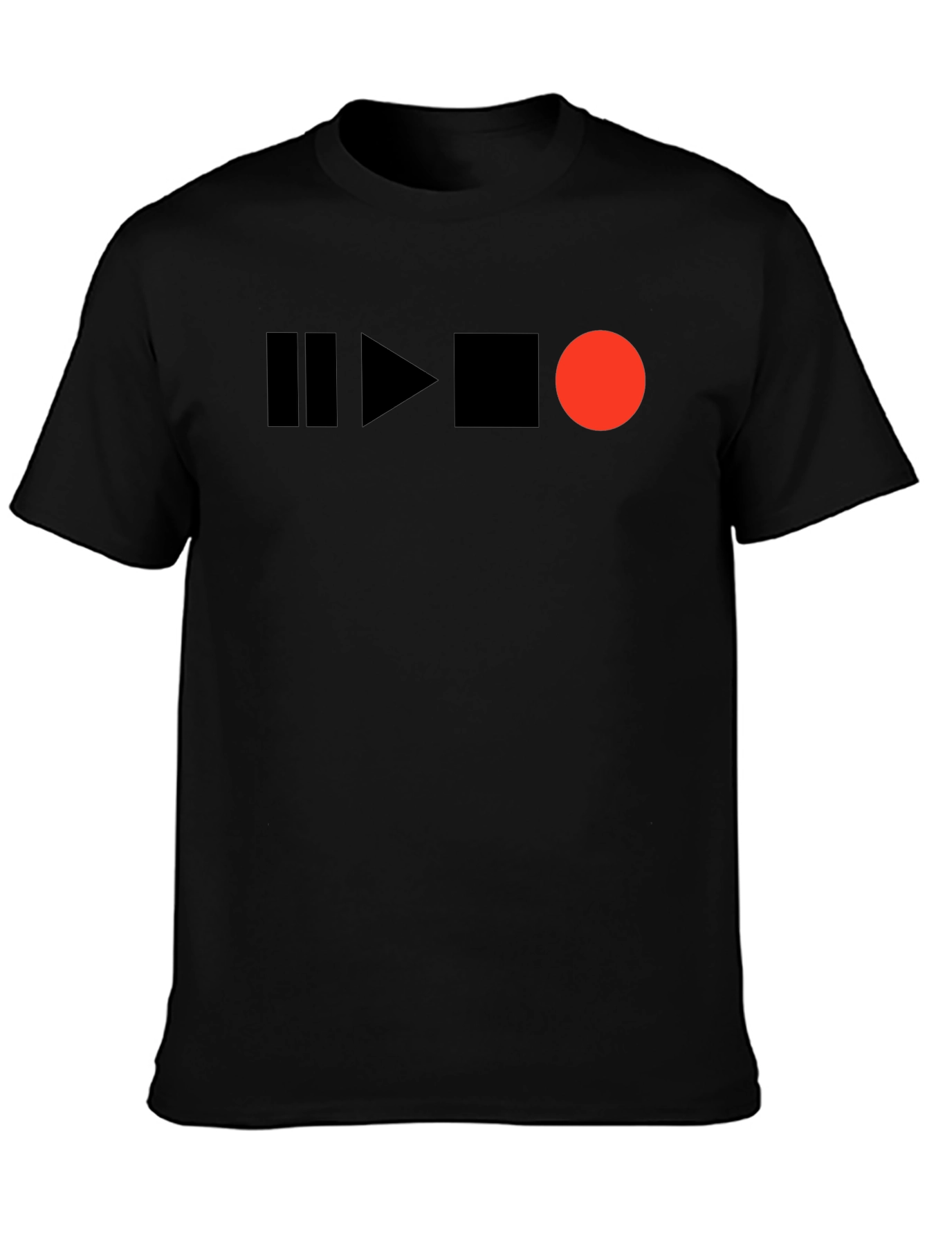 Pause Play Stop Record Black T-Shirt