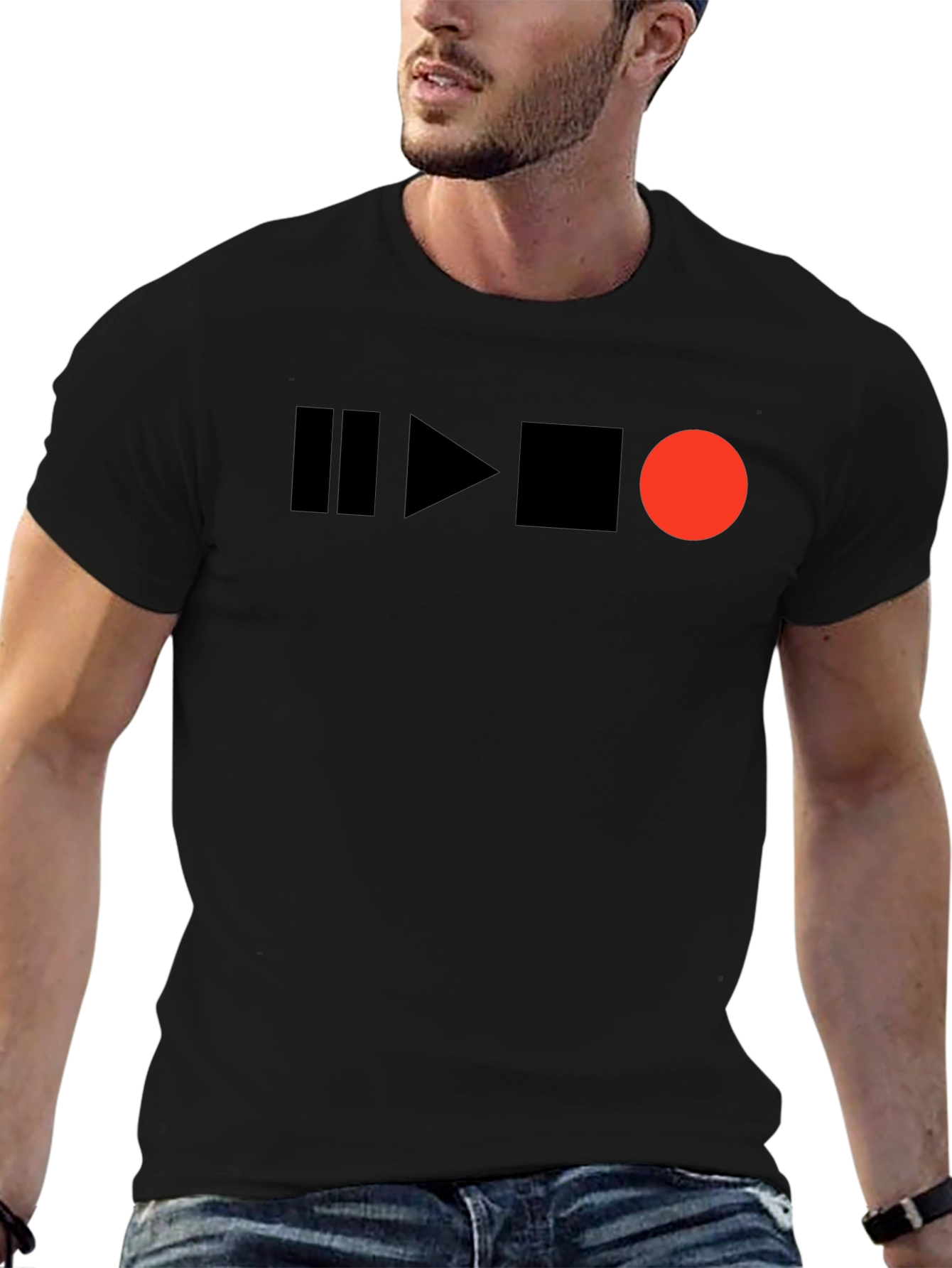 Pause Play Stop Record Black T-Shirt