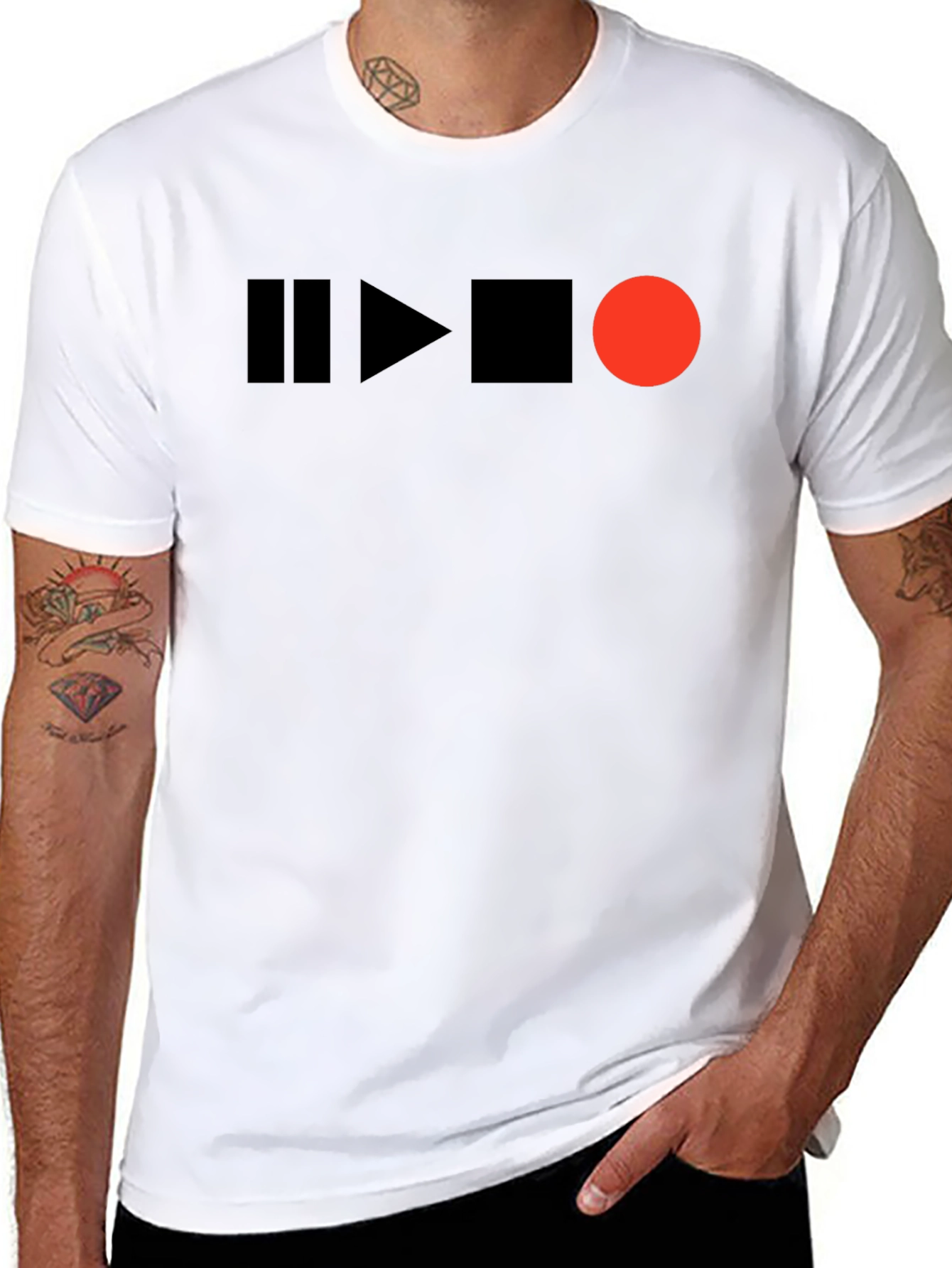 Pause Play Stop Record Black T-Shirt