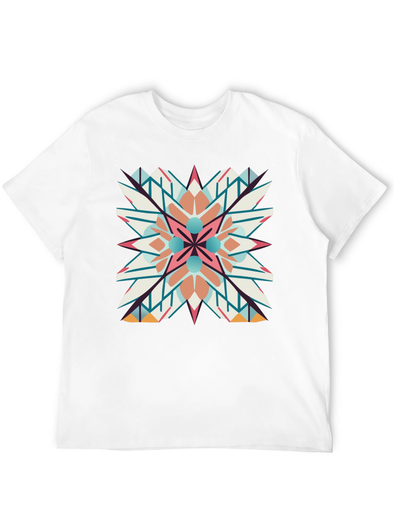 Geometric Mandala Graphic Print Black T-Shirt