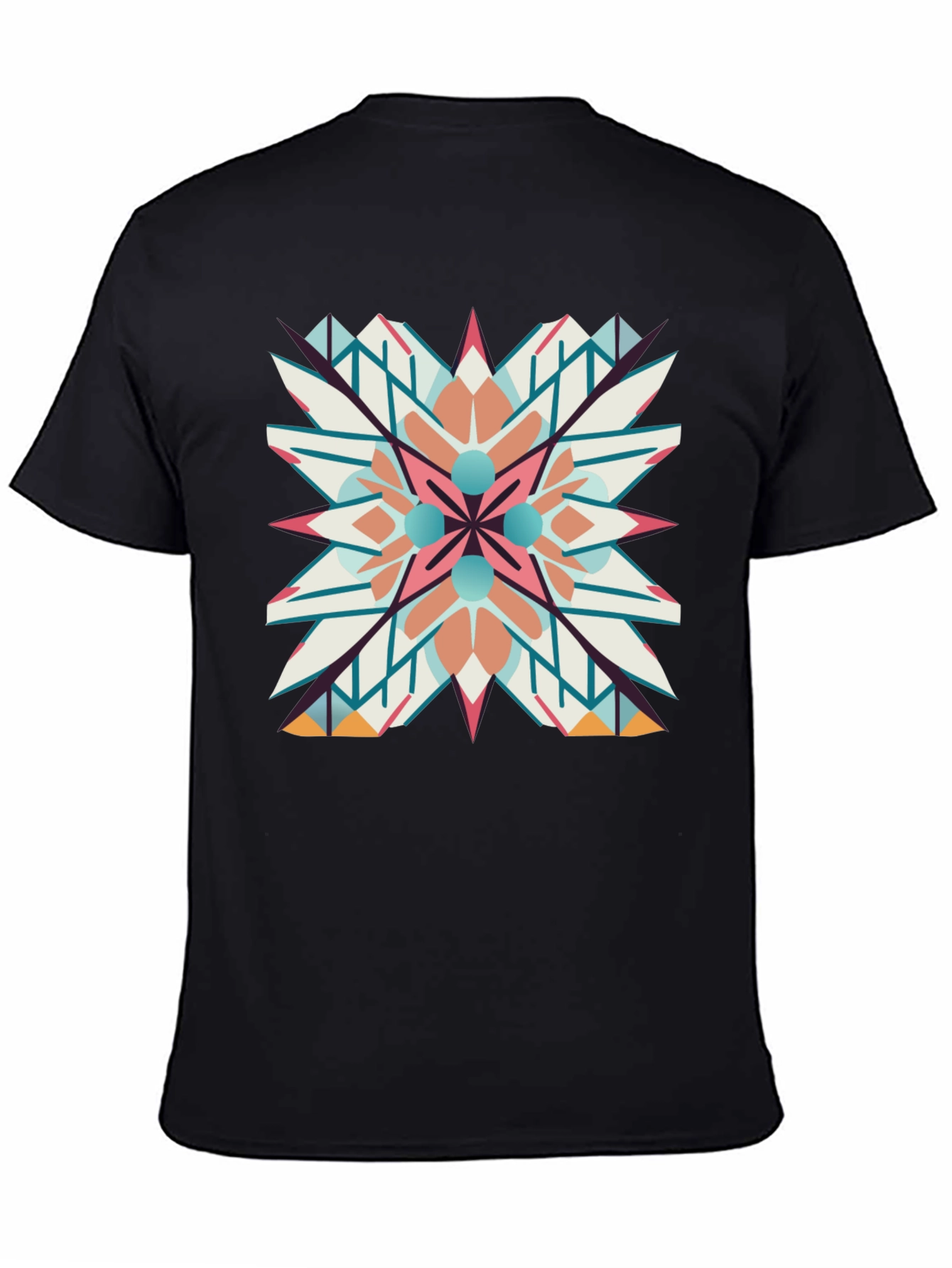 Geometric Mandala Graphic Print Black T-Shirt