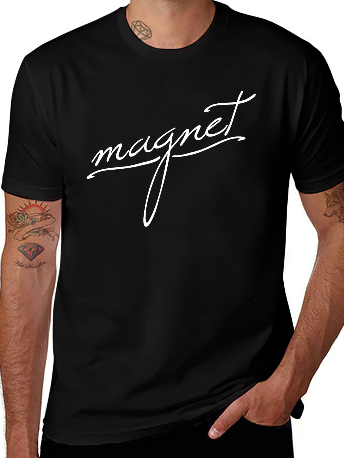 Magnet Graphic T-Shirt - Black Crew Neck Tee