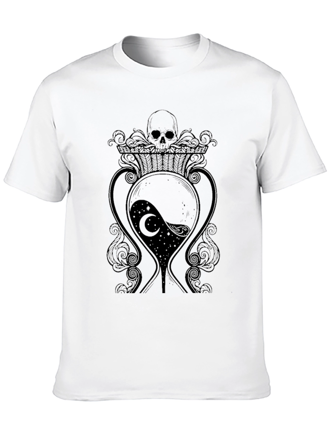 Skull Hourglass Graphic Tee - Dark Aesthetic T-Shirt
